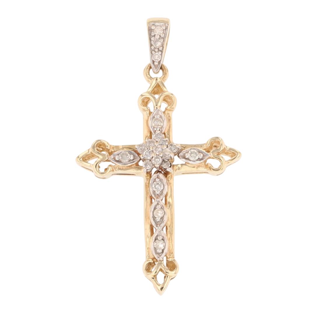 .10ctw Diamond Cluster Religious Ornate Cross Pendant No Chain 14k ...
