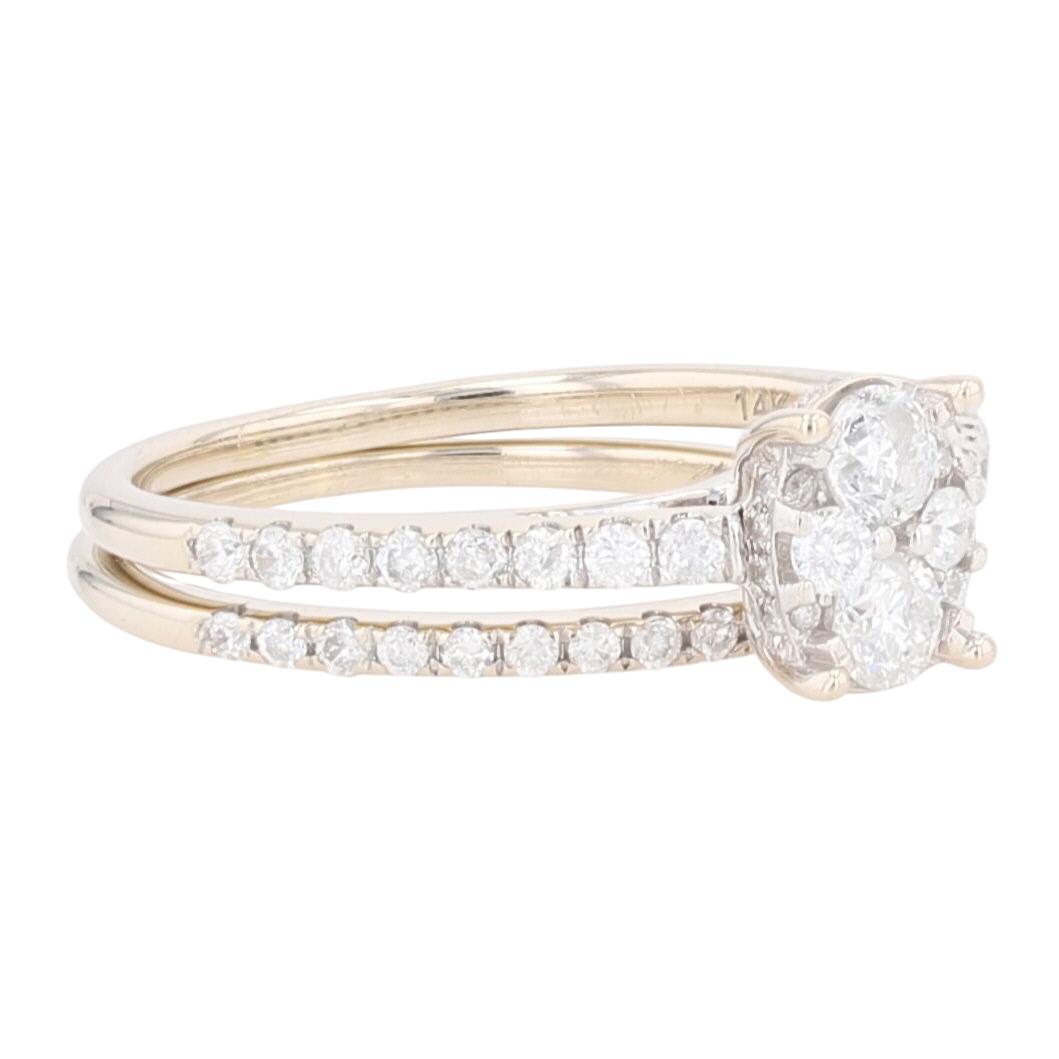 .56ctw Round Cut Diamond Oval Cluster Wedding Set Rings 14k White Gold ...