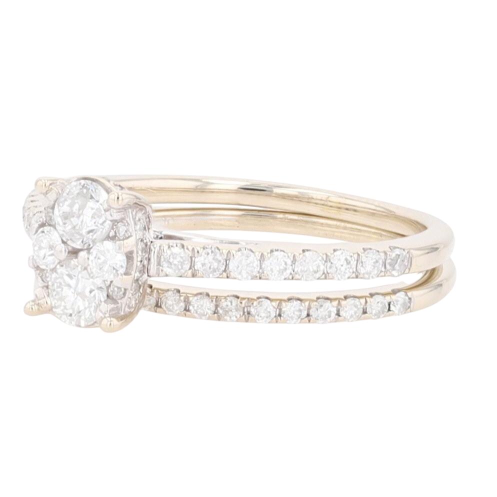 .56ctw Round Cut Diamond Oval Cluster Wedding Set Rings 14k White Gold ...