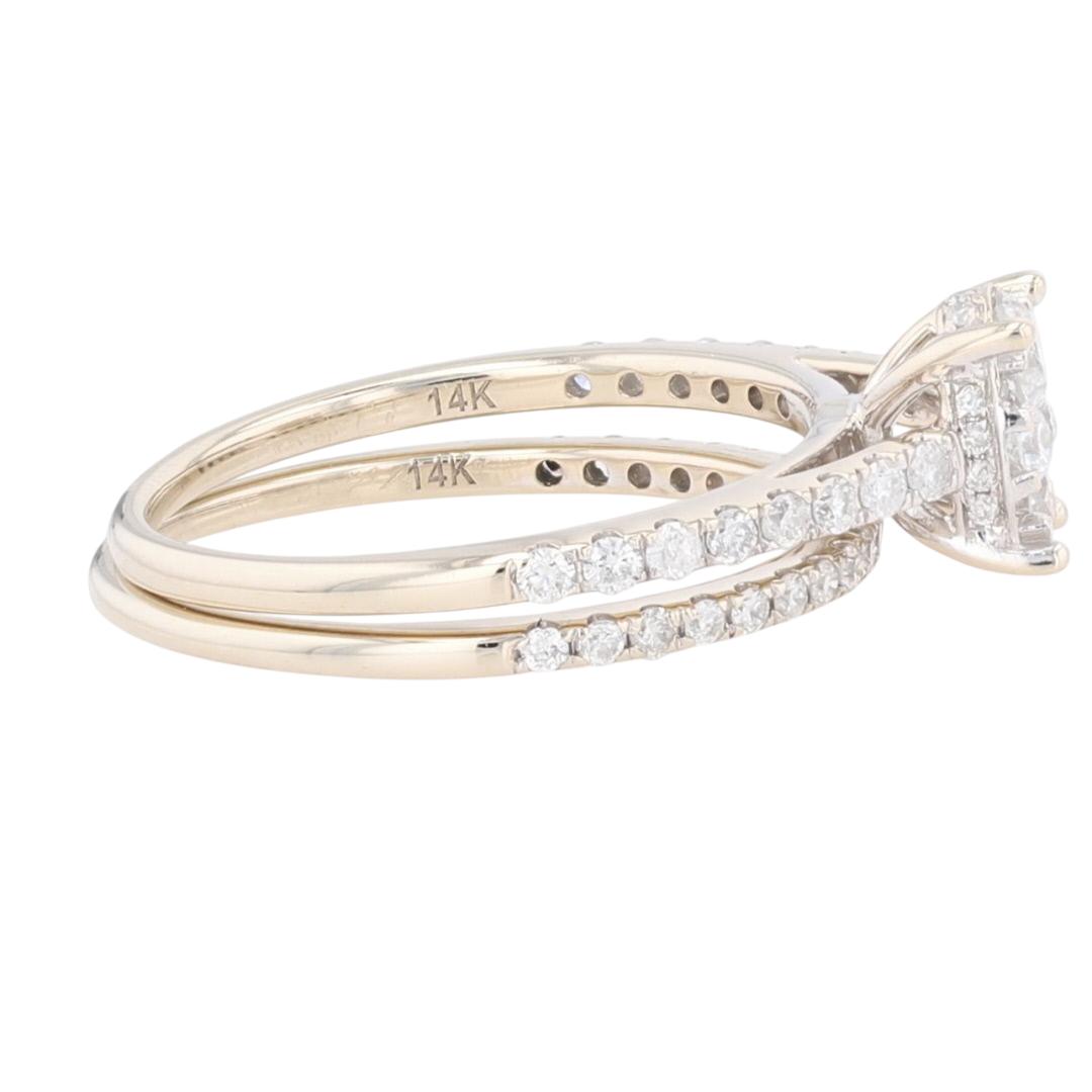 .56ctw Round Cut Diamond Oval Cluster Wedding Set Rings 14k White Gold ...