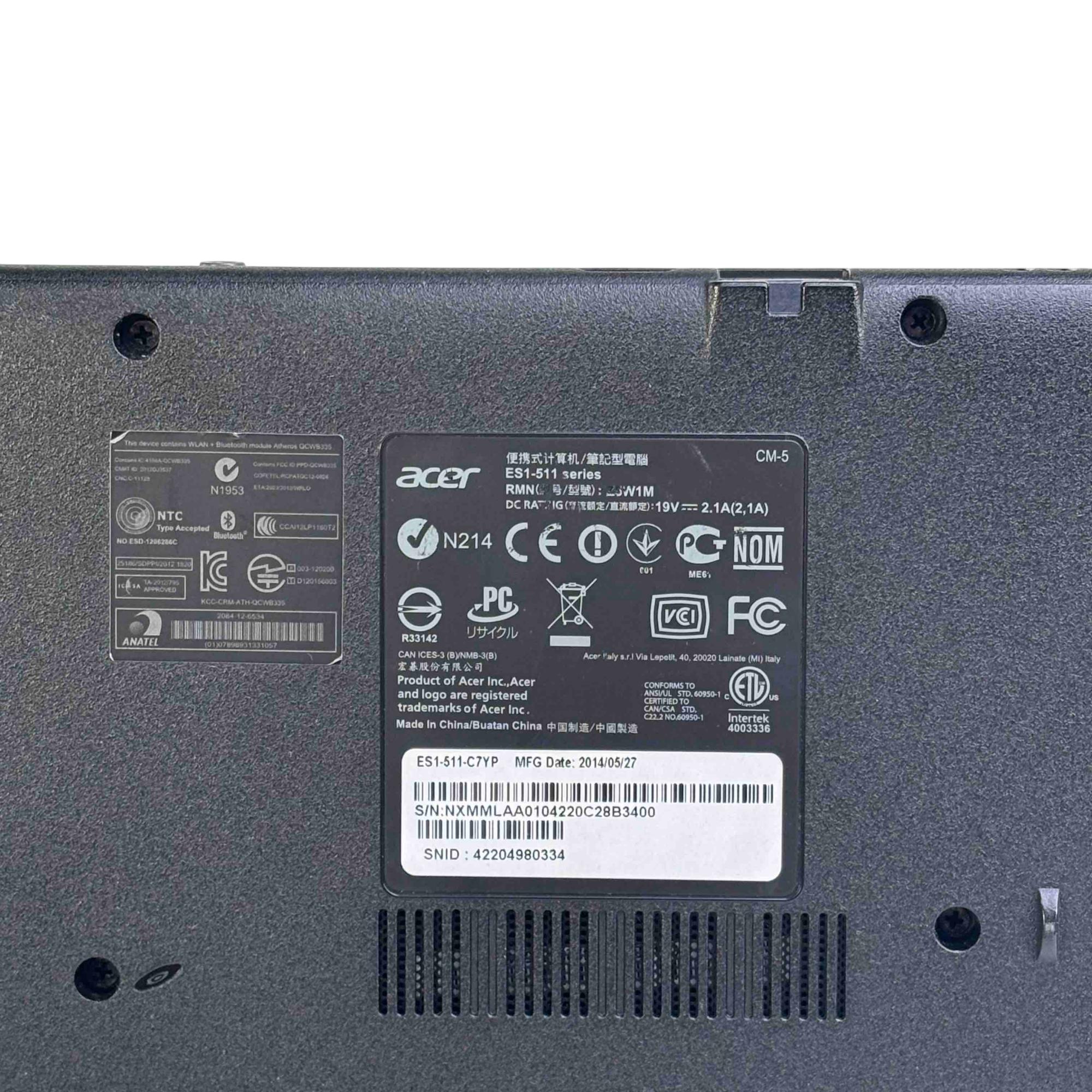 Acer Aspire ES1-511 Windows 8.1 Celeron N2830 2.16GHz 4GB RAM