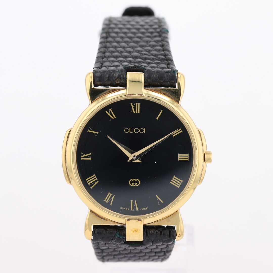 Gucci 3400 M 29mm Black Dial Quartz Leather Strap Women's Wristwatch