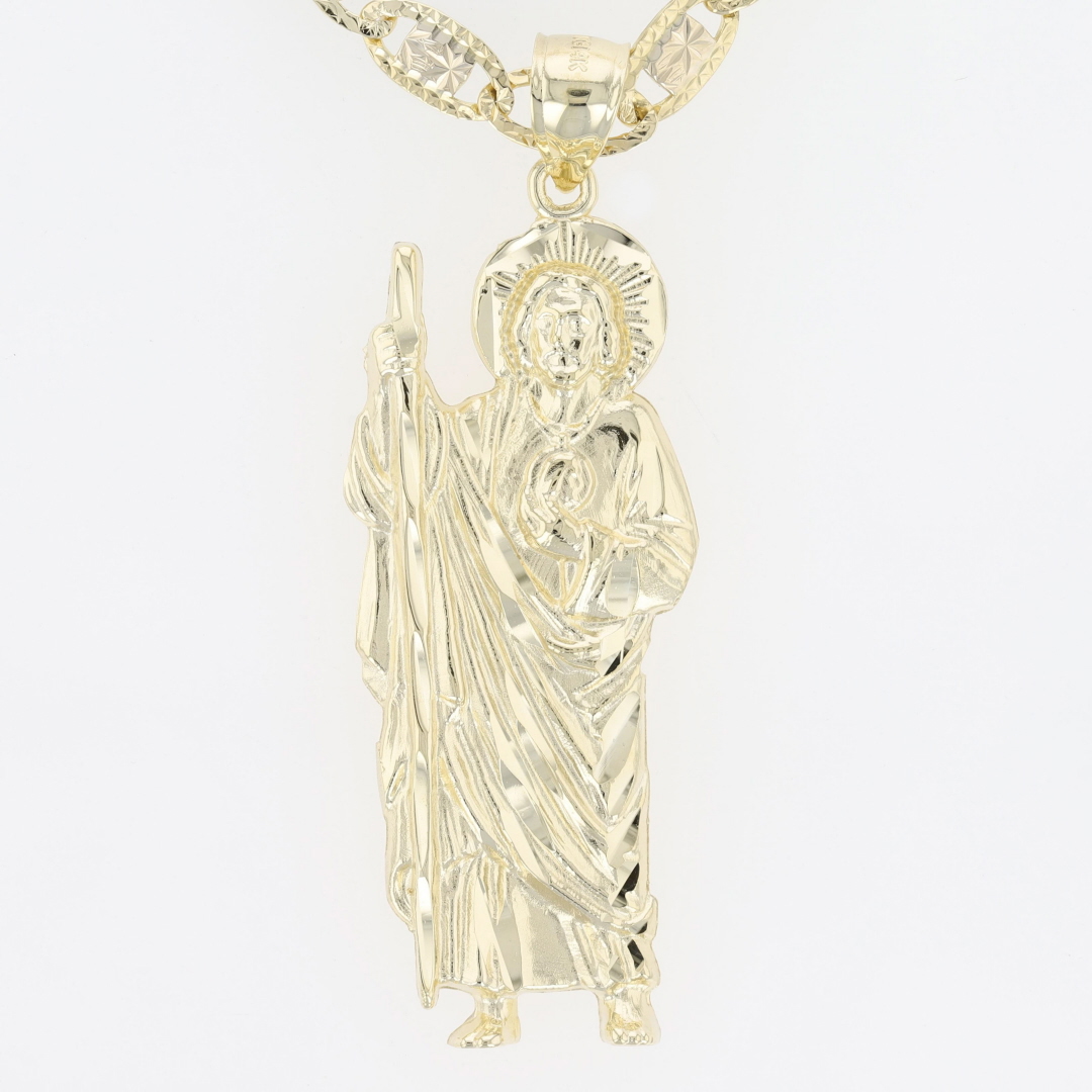 2 1/8" Religious St Jude Pendant on 24" Necklace 14k Multi-Tone Gold 21 ...