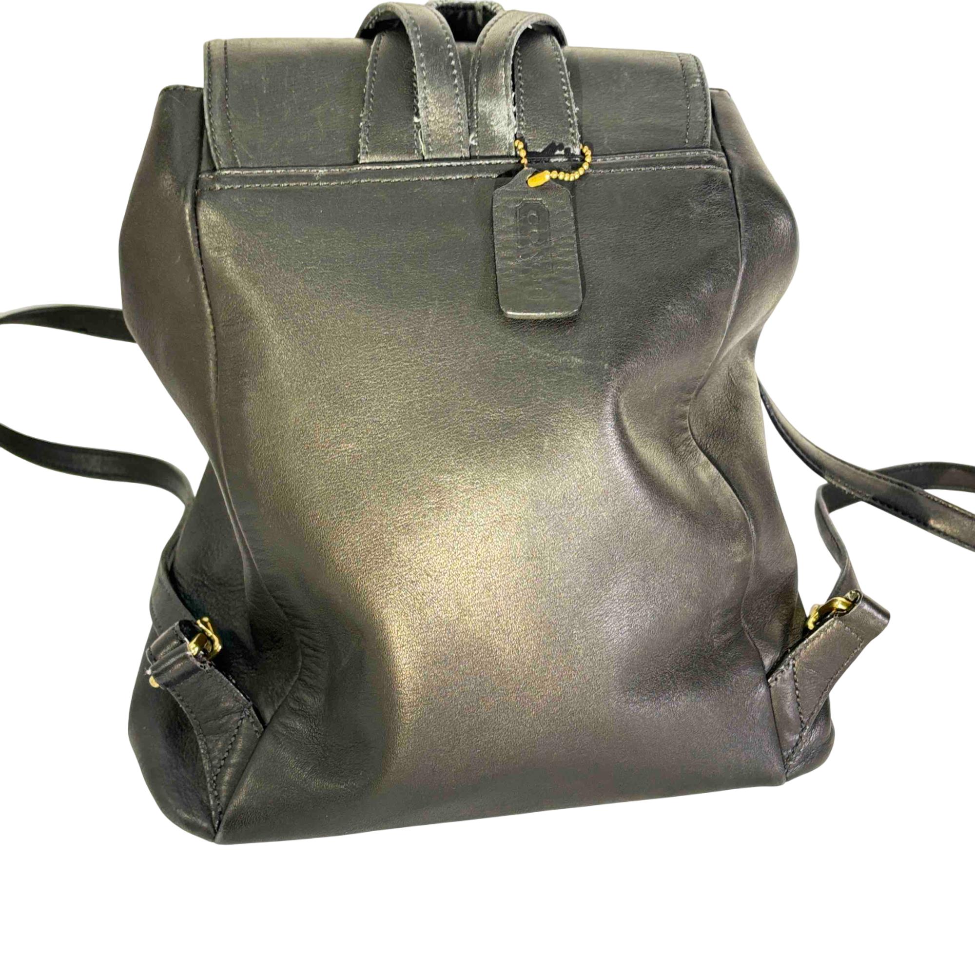 90s COACH 9827 Legacy West Hampton Brown Leather Backpack Day Pack Coach Legacy West Hampton Daypack 9827 Black Leather Backpack main image 3