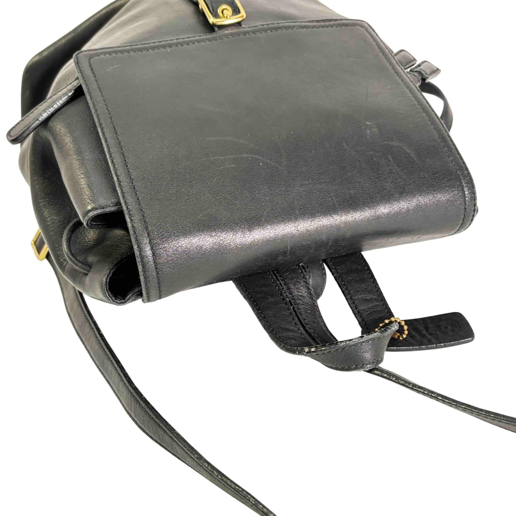 COACH Vintage Leather 9827 Legacy West Hampton Daypack/ Backpack Coach Legacy West Hampton Daypack 9827 Black Leather Backpack main image 3