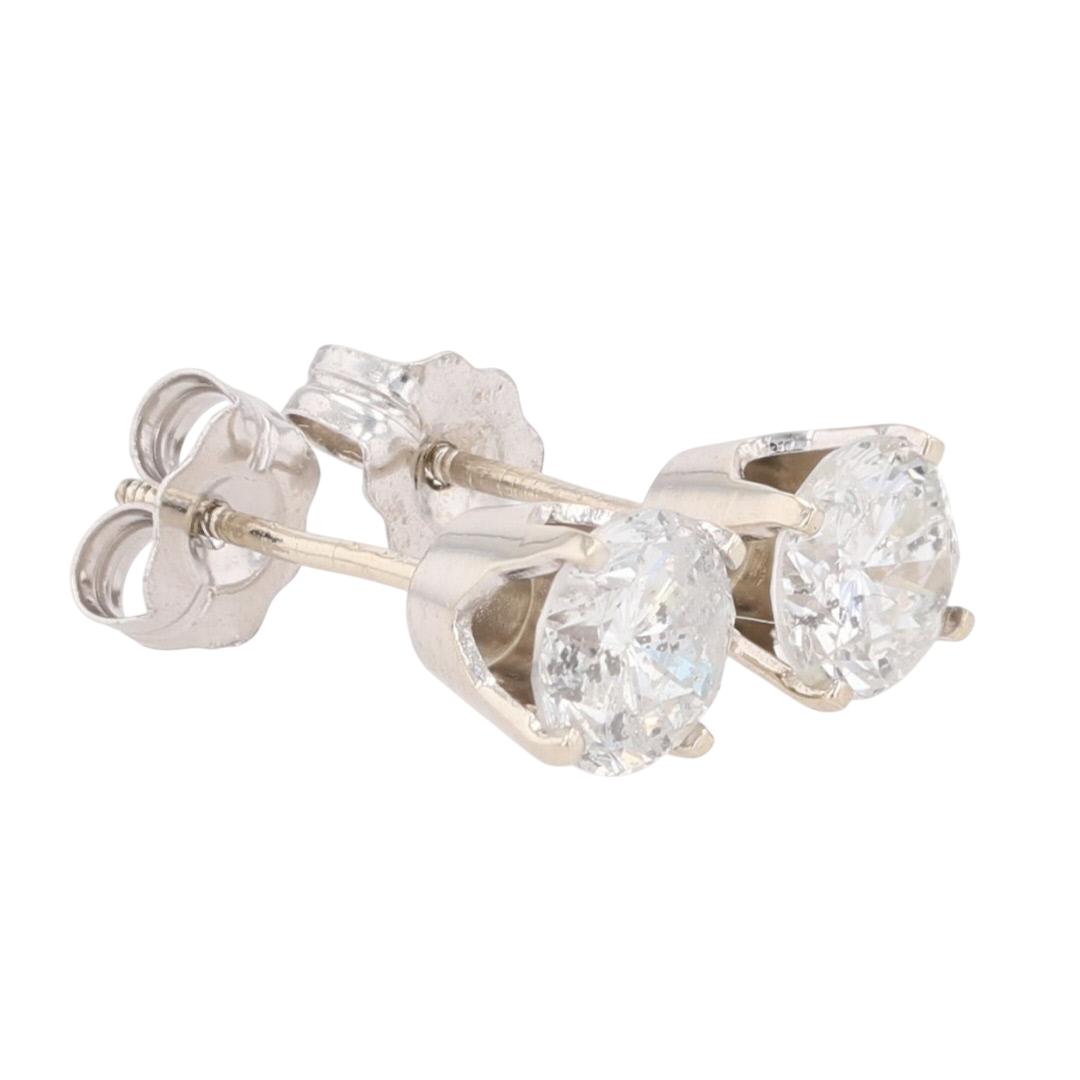 .94ctw Round Cut Diamond Solitaire Stud Pair Earrings 14k White Gold ...