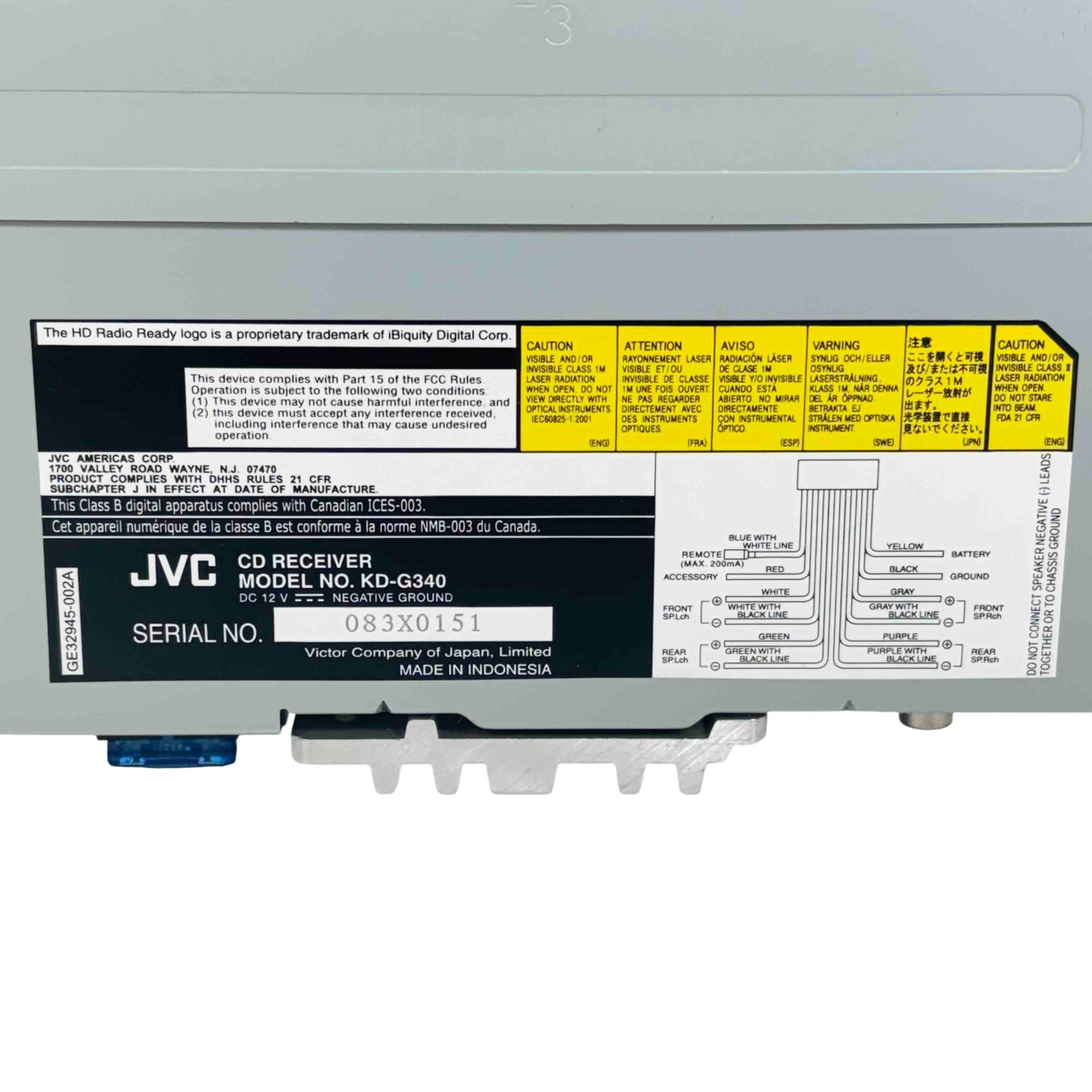 Jvc Kd R310 JVC KD-G340 Single DIN In-Dash Car CD Receiver