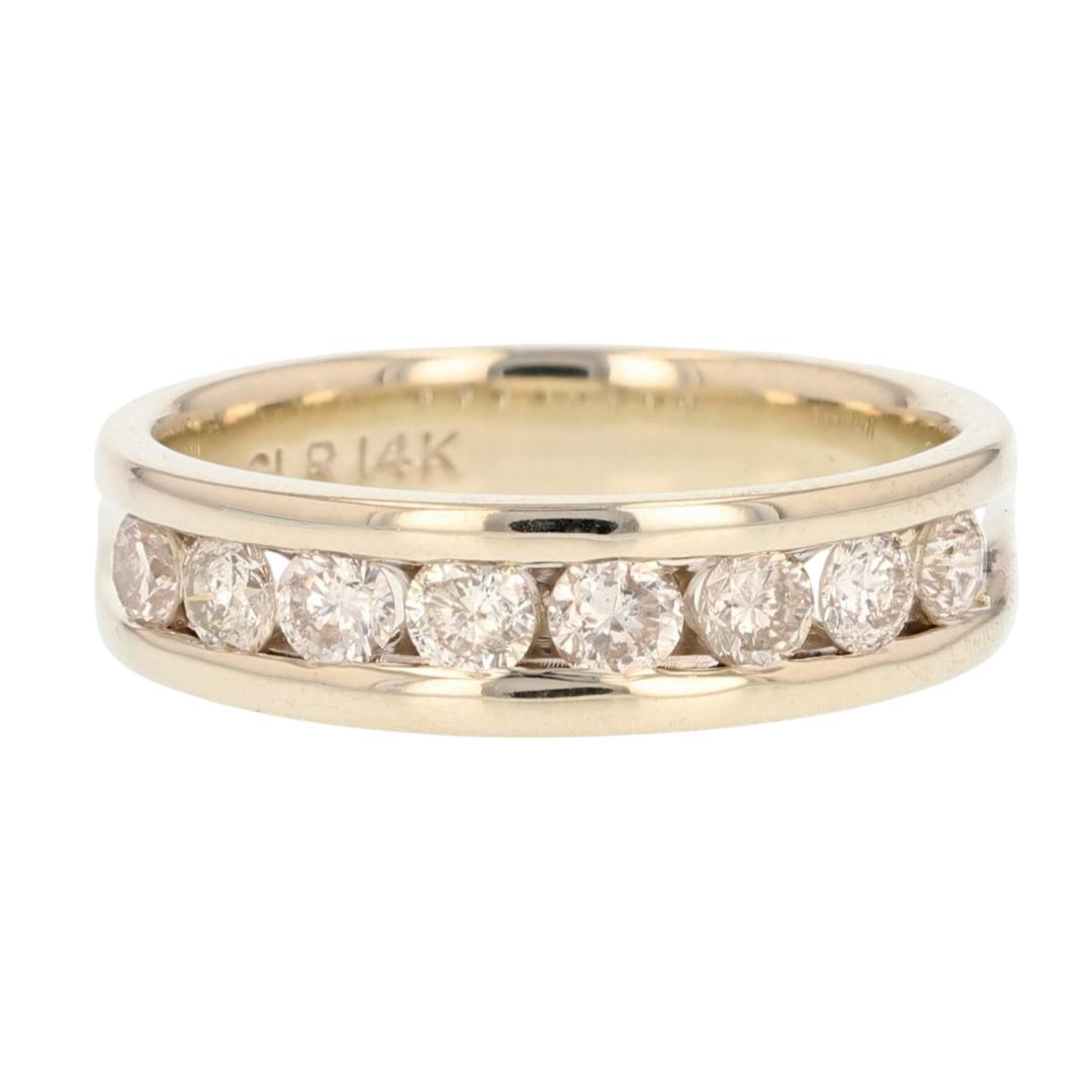 1.00ctw Round Cut Diamond Channel-Set Wedding Band Ring 14k White Gold ...