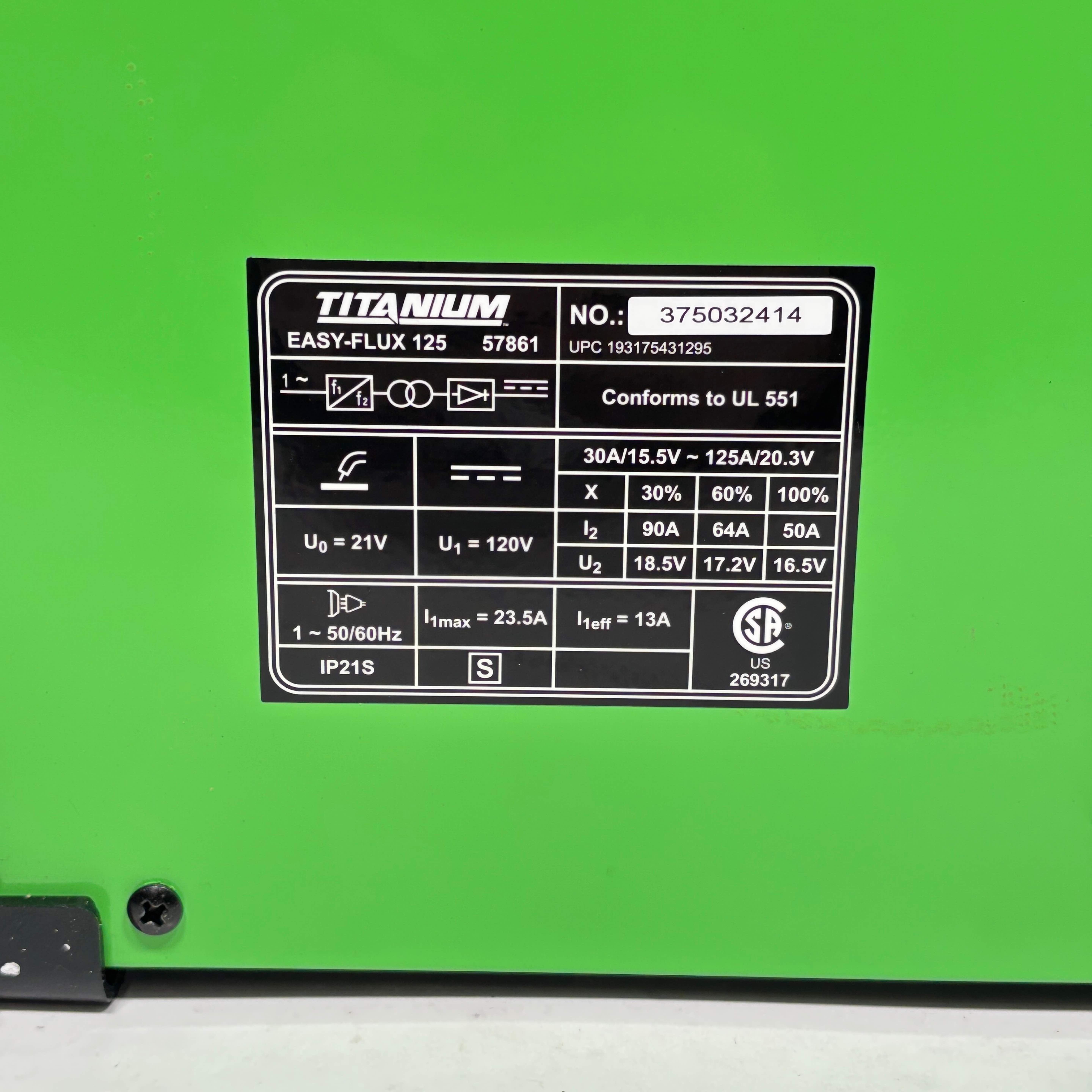 TITANIUM Easy-Flux 57861 125 Amp 120V Lightweight Welder