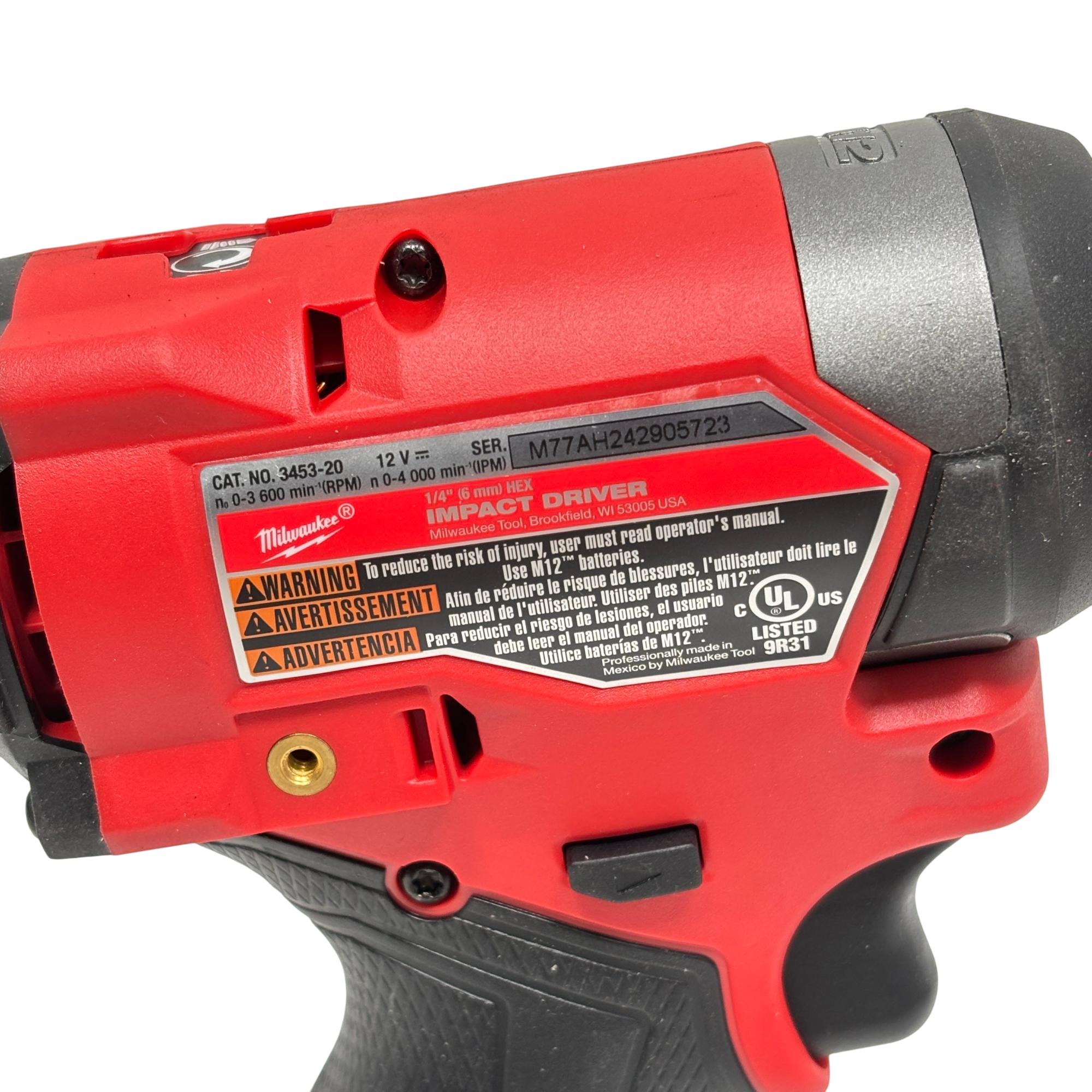 Milwaukee 3453-20 M12 FUEL 12V Li-Ion Brushless Cordless 1/4
