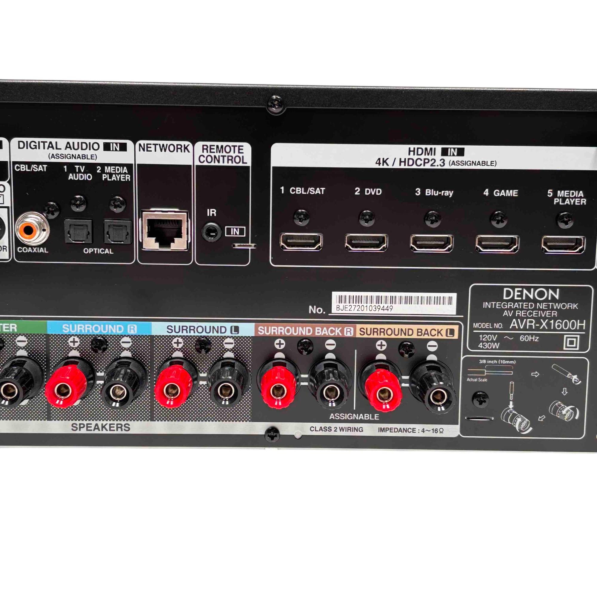 Denon AVR-X1600H 7.2 Channel 80W 8K Ultra HD Network AV Receiver