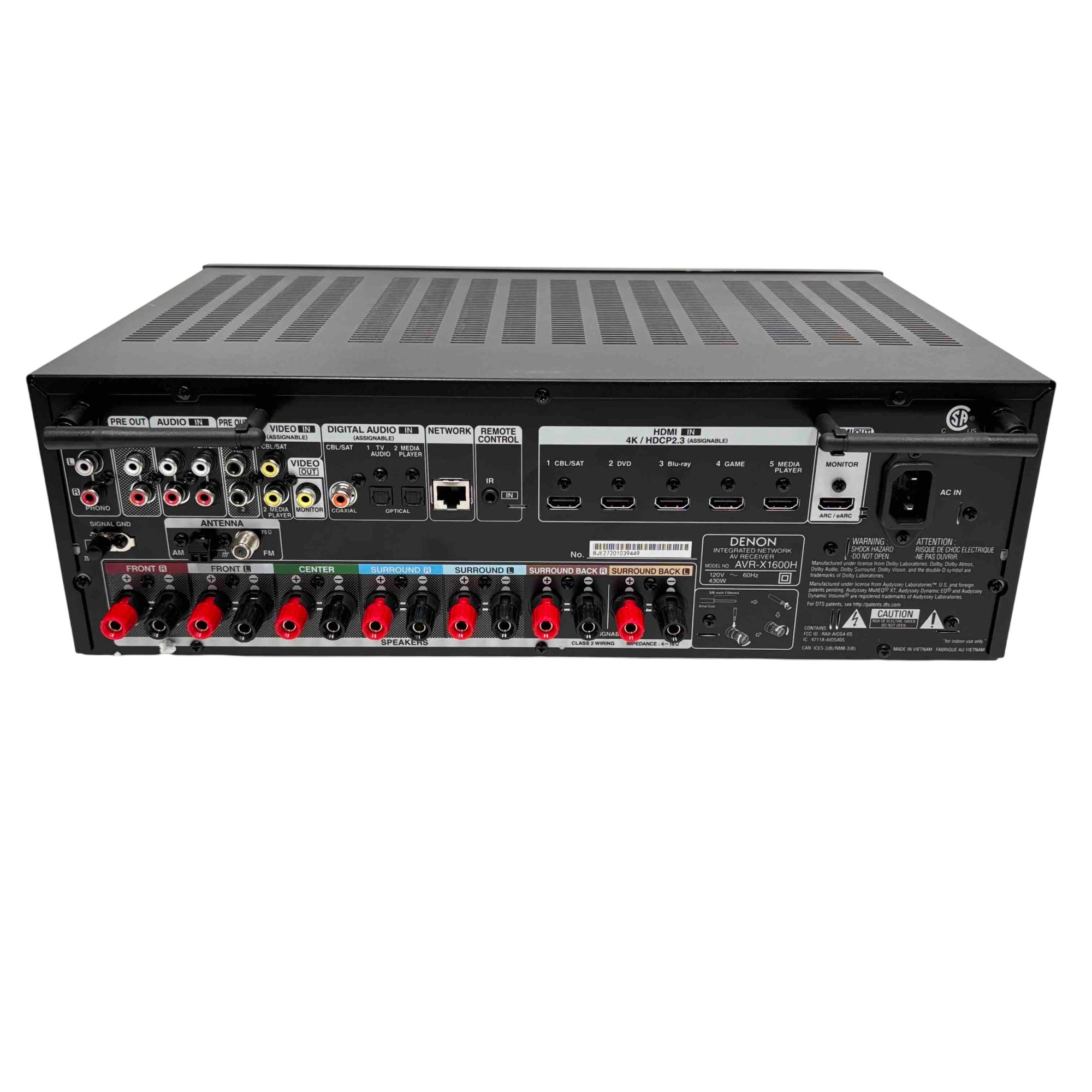 Denon AVR-X1600H 7.2 Channel 80W 8K Ultra HD Network AV Receiver