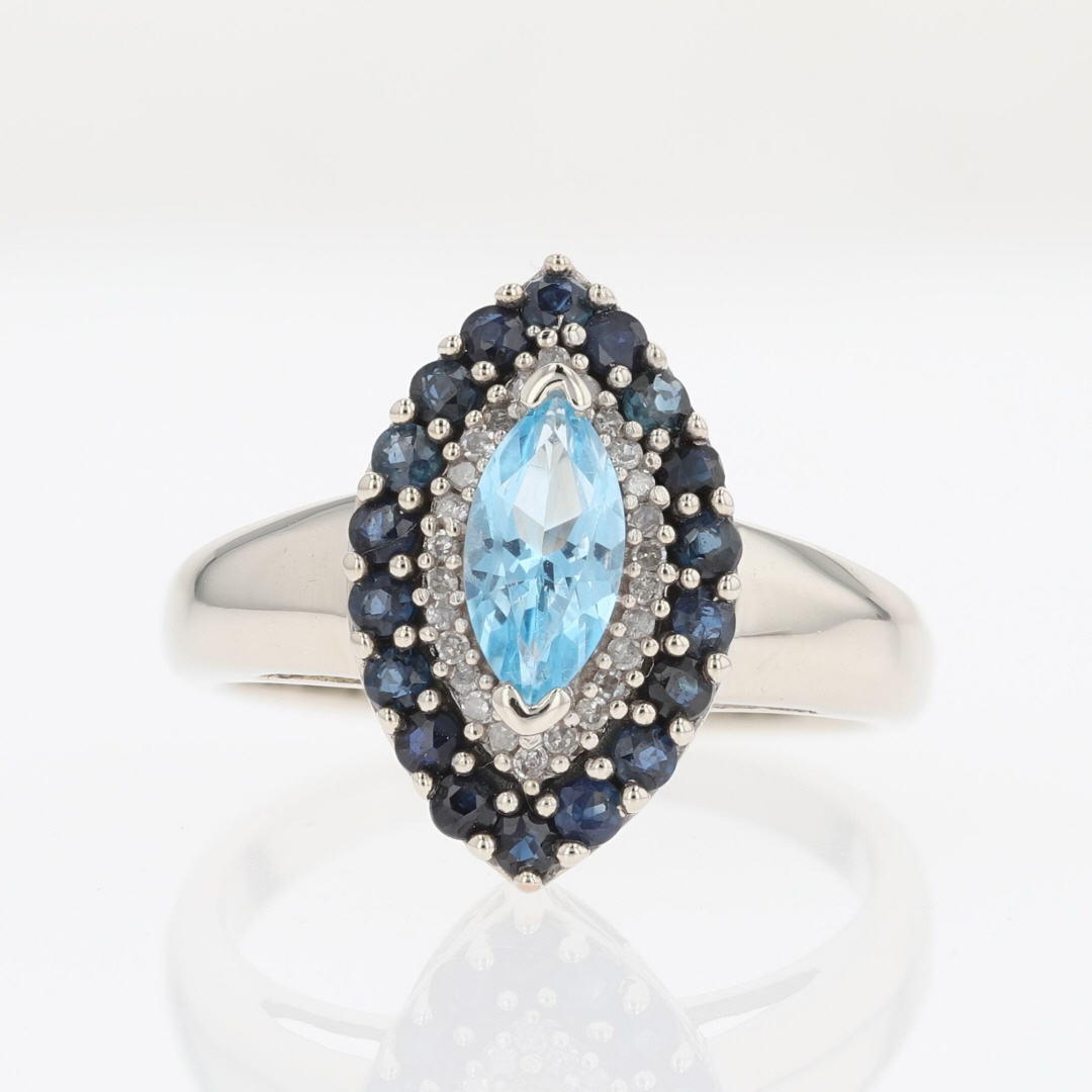 14k Gold London Blue Topaz .05CTW Diamond Halo Ring 14k Gold London Blue Topaz .05CTW Diamond Halo Ring