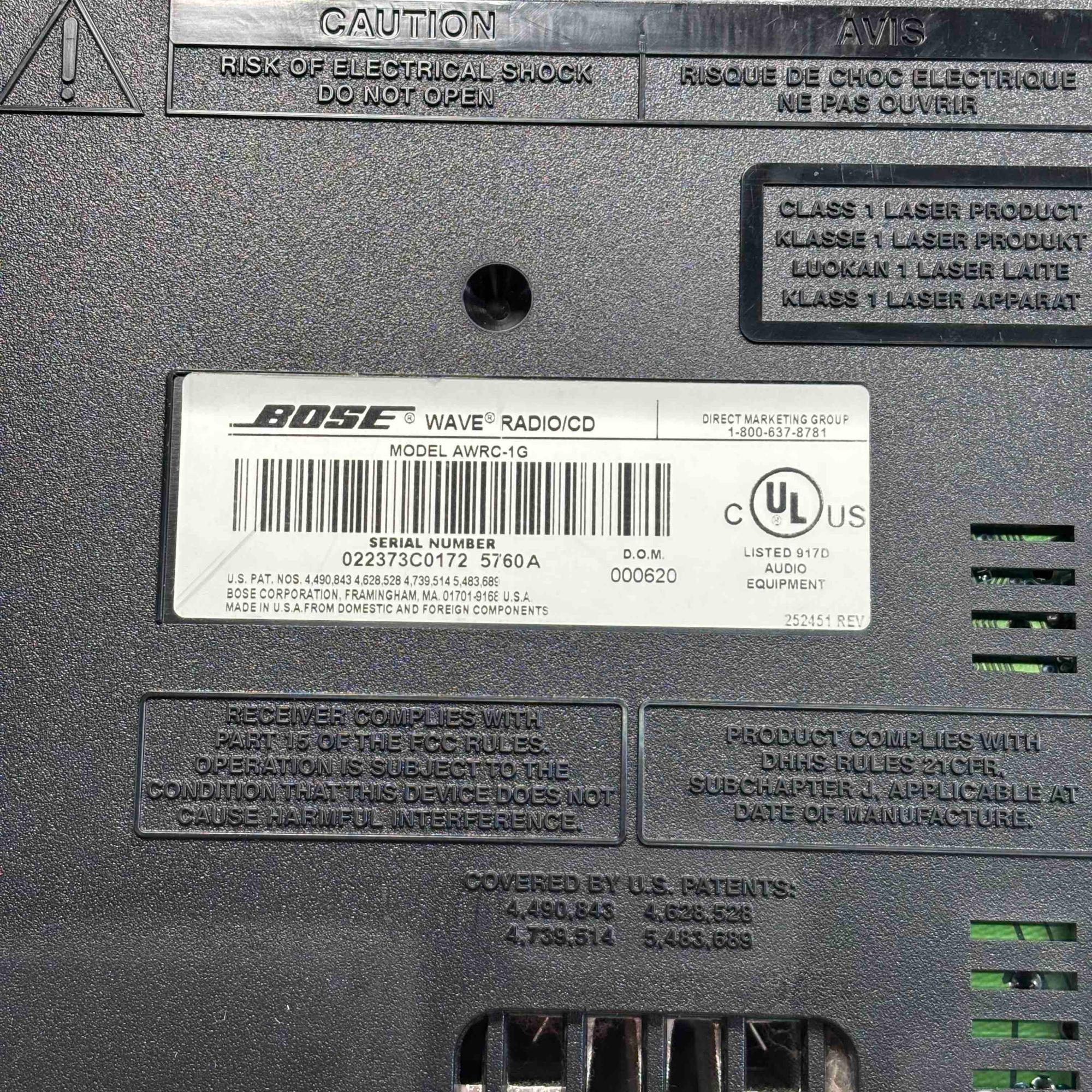Bose AWRC-1G Black Wave Radio/CD Player Digital Alarm Clock
