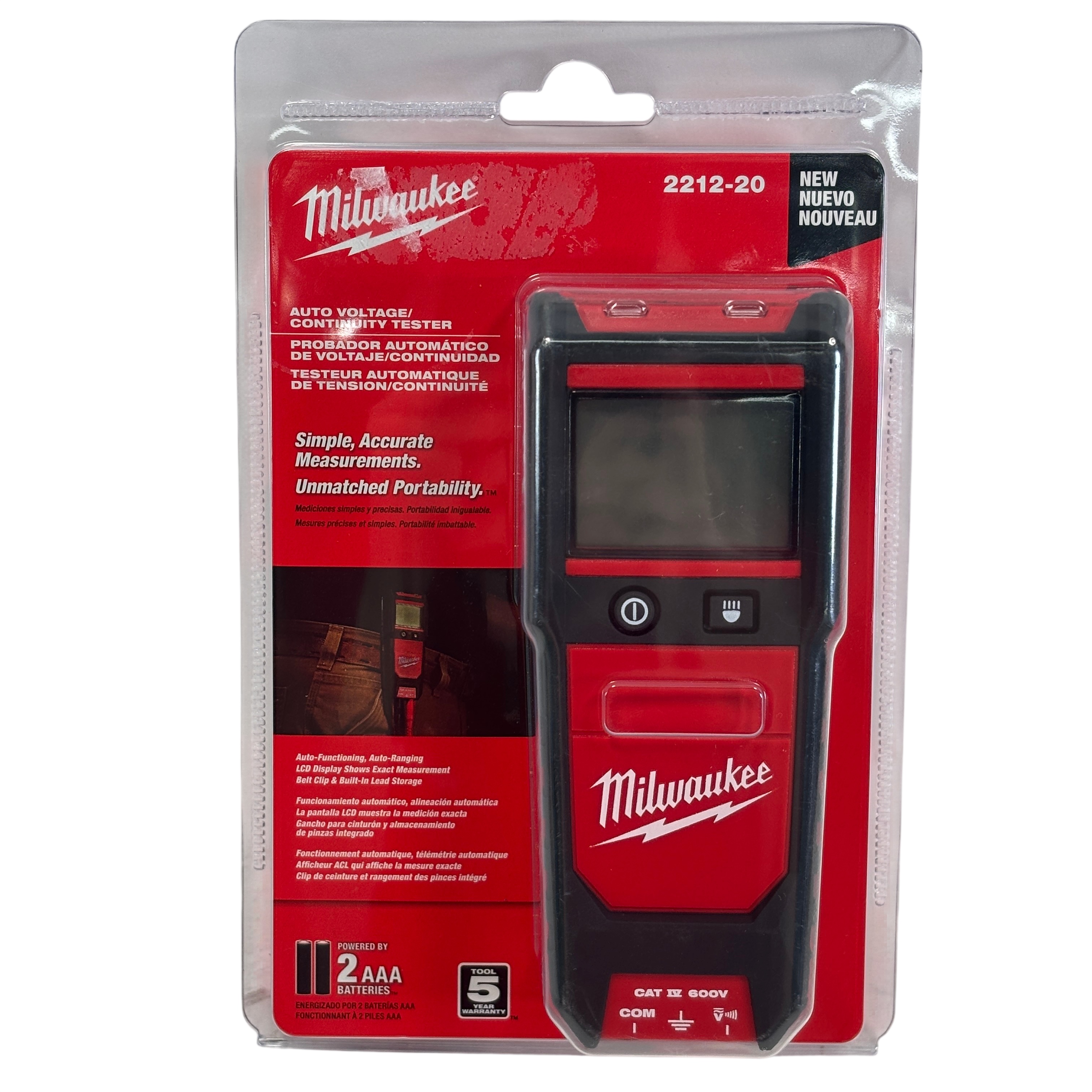 Milwaukee 2212-20 Handheld CAT IV 600V Auto Voltage/Continuity Tester