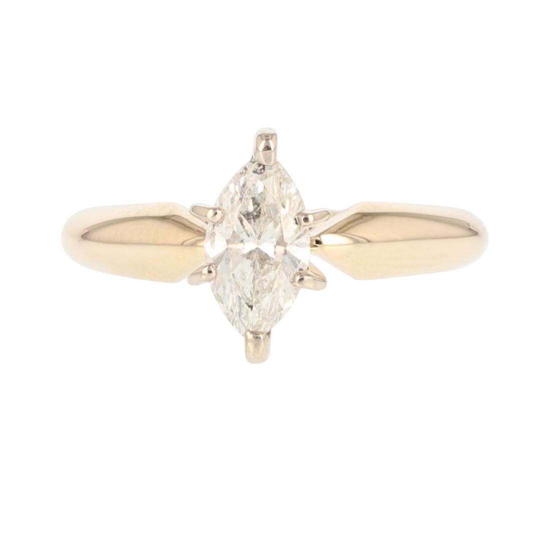 .48ct Marquise Cut Diamond Solitaire Engagement Ring 14k Yellow Gold Size 4