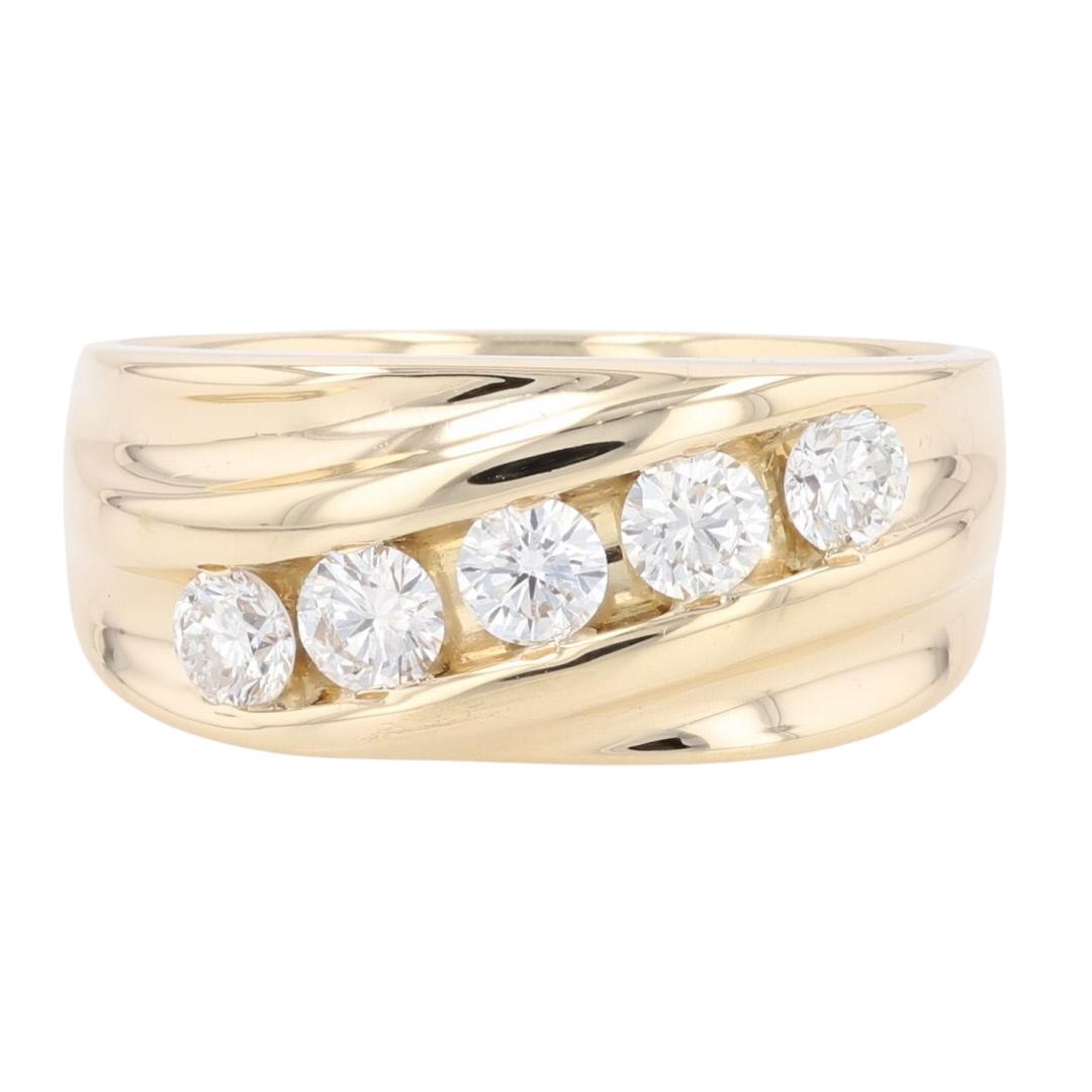 .95ctw Diamond Diagonal Channel-Set Wedding Band Ring 14k Yellow Gold ...