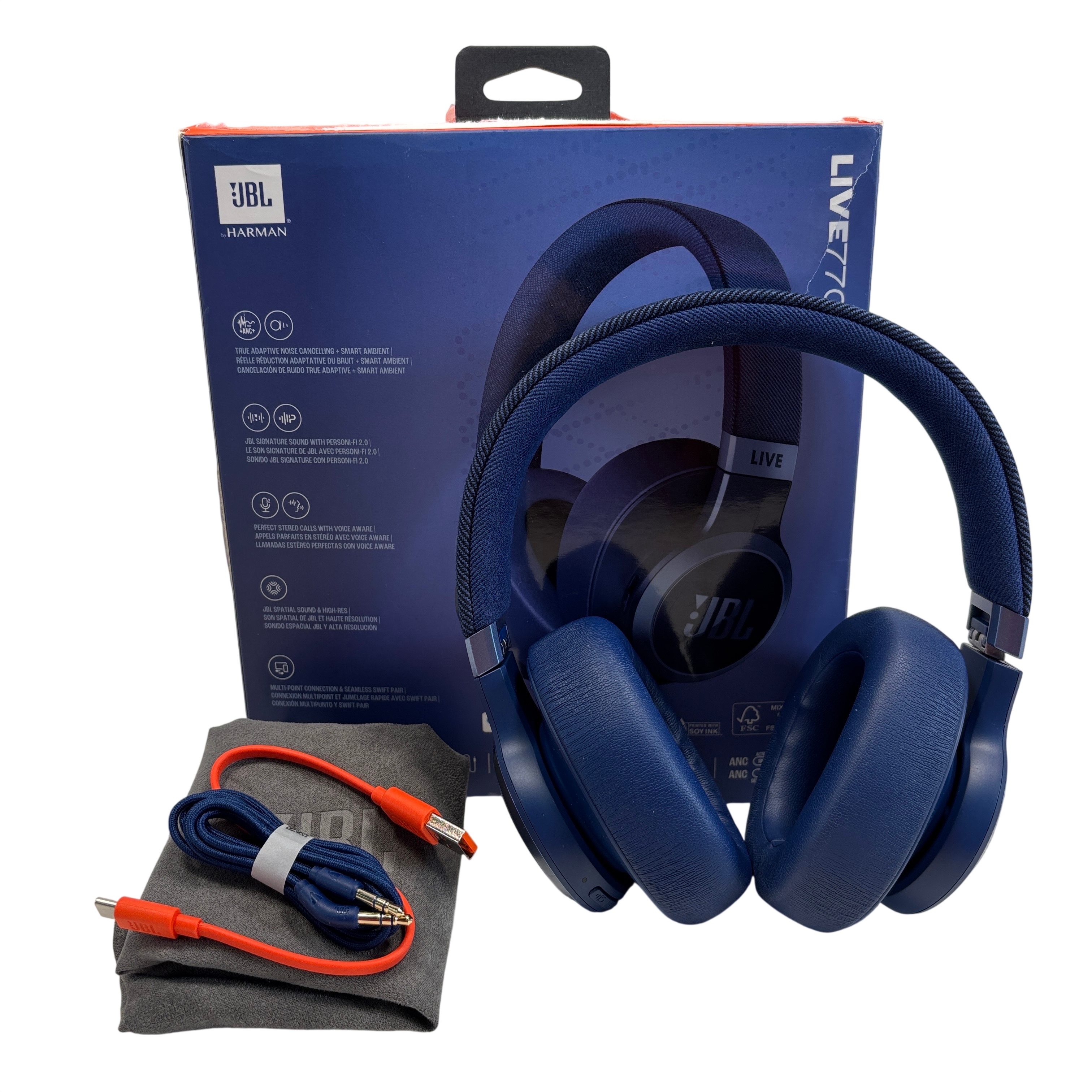 JBL Live 770NC Blue True Adaptive Noise Cancelling Wireless