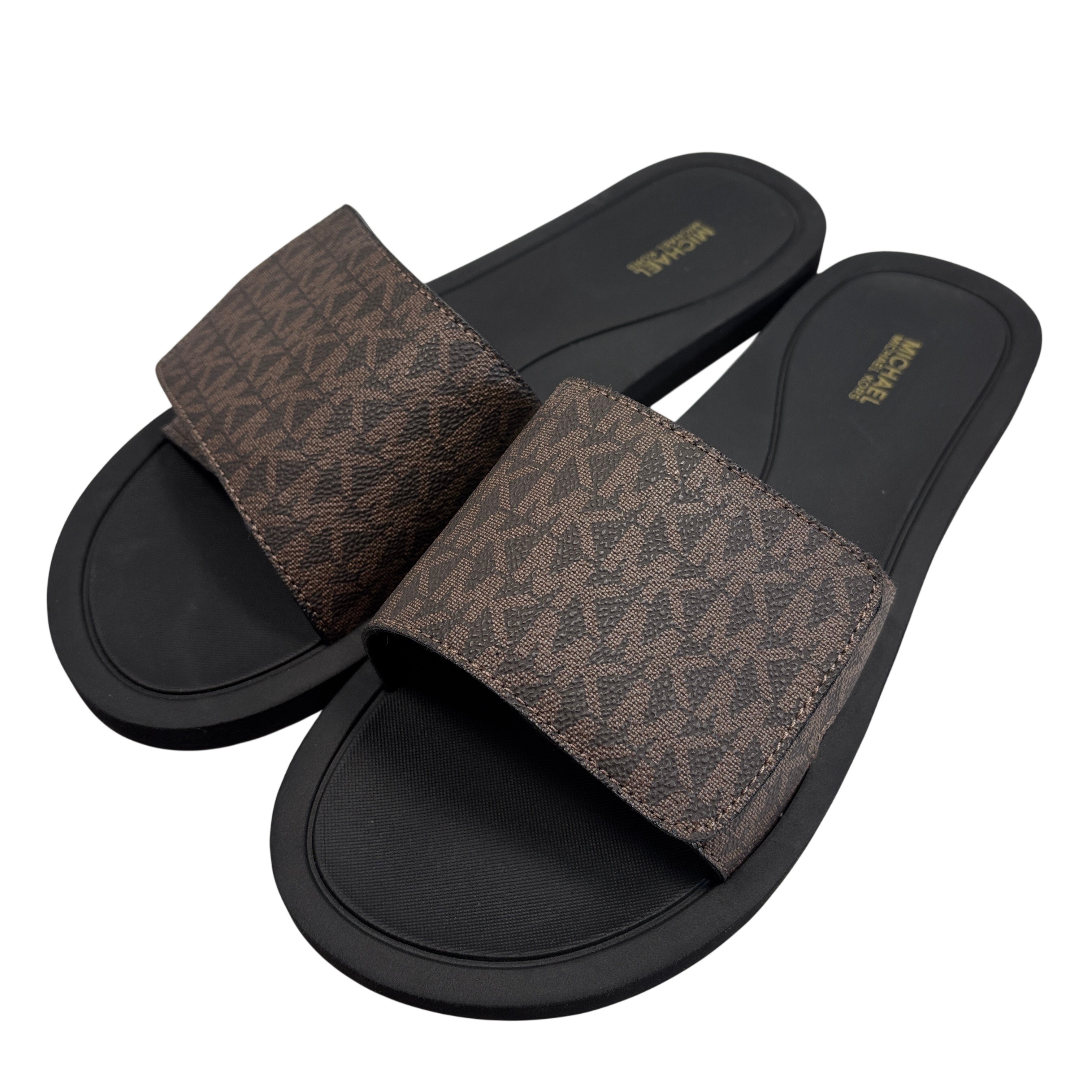 Michael Kors Men\'s Black and Brown Slide Sandals Leather Sandals Michael Kors Flip Flops Mens 2014 MICHAEL  main image 2