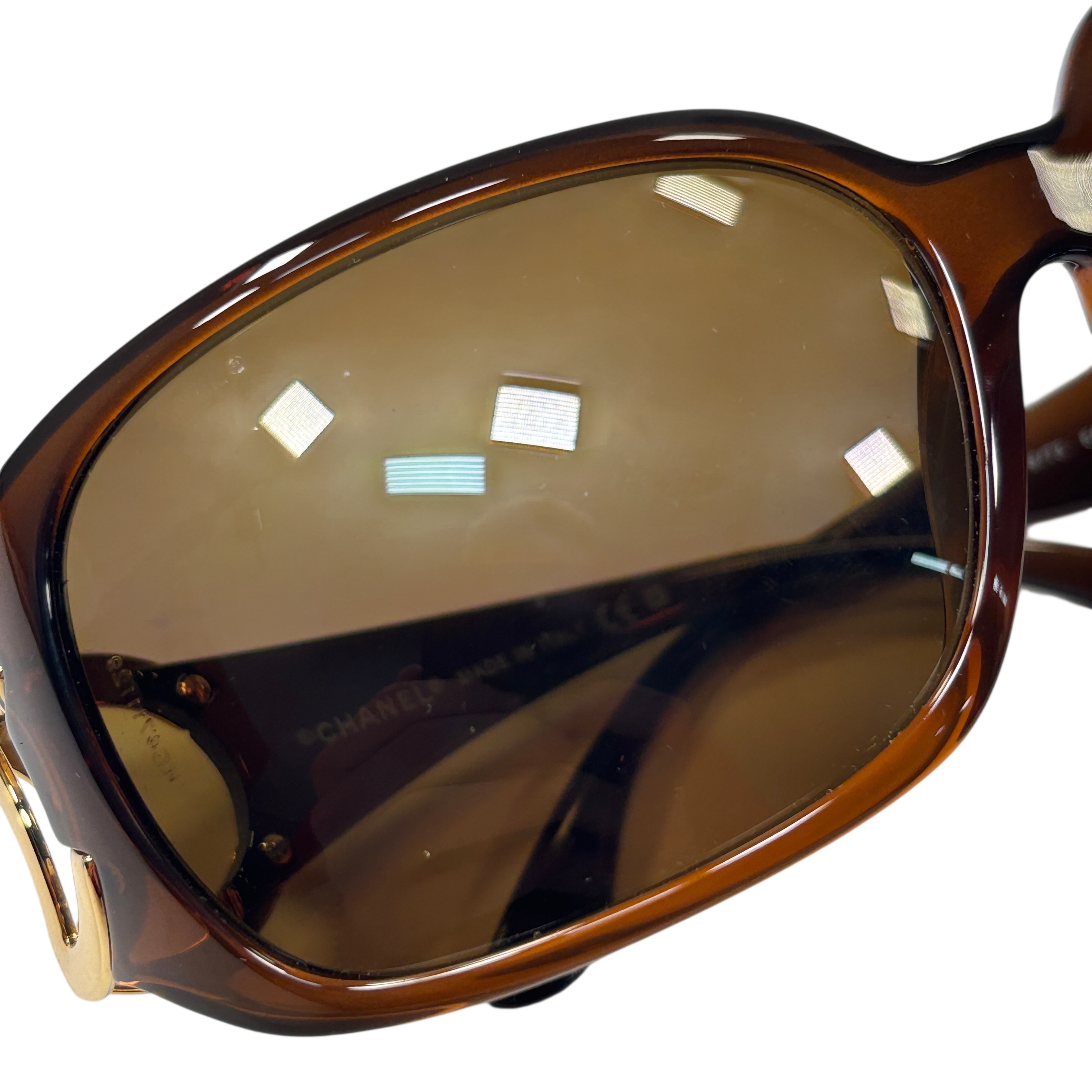 Chanel 6014 Tortoise Shell Acetate Frame/Gold CC Logo Sunglasses
