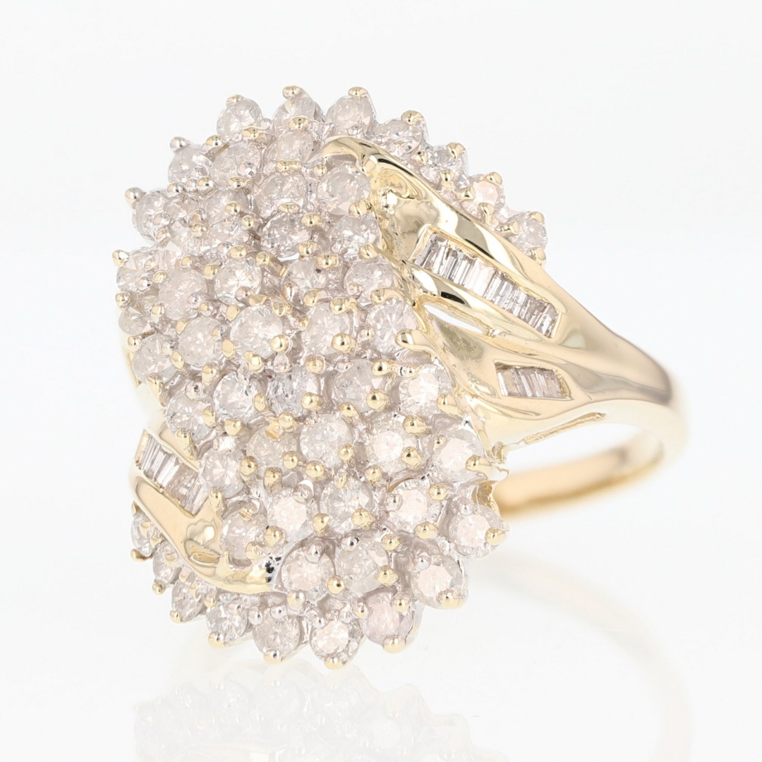 2.51ctw Round Cut Diamond Cluster Statement Ring 10k Yellow Gold Size 12.5