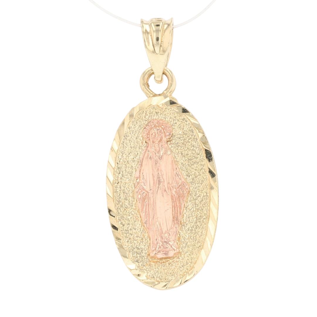 1.25" Religious Virgin Mary Oval Pendant No Chain 10k Multi-Tone Gold 2 ...