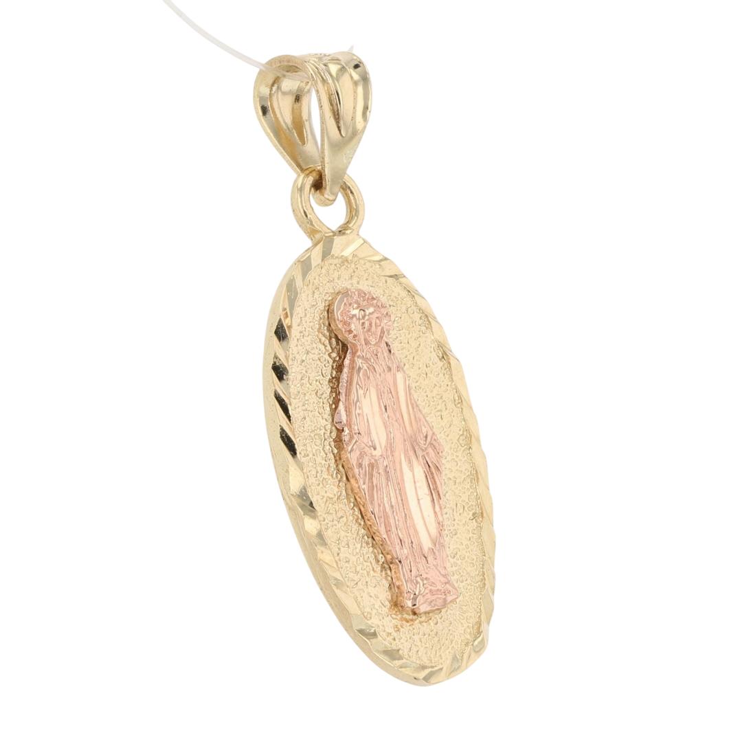 1.25" Religious Virgin Mary Oval Pendant No Chain 10k Multi-Tone Gold 2 ...
