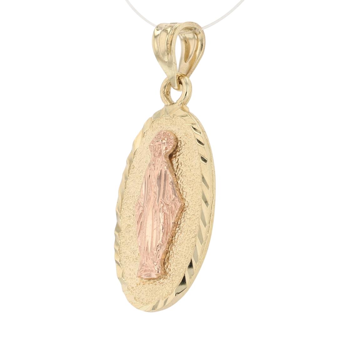 1.25" Religious Virgin Mary Oval Pendant No Chain 10k Multi-Tone Gold 2 ...