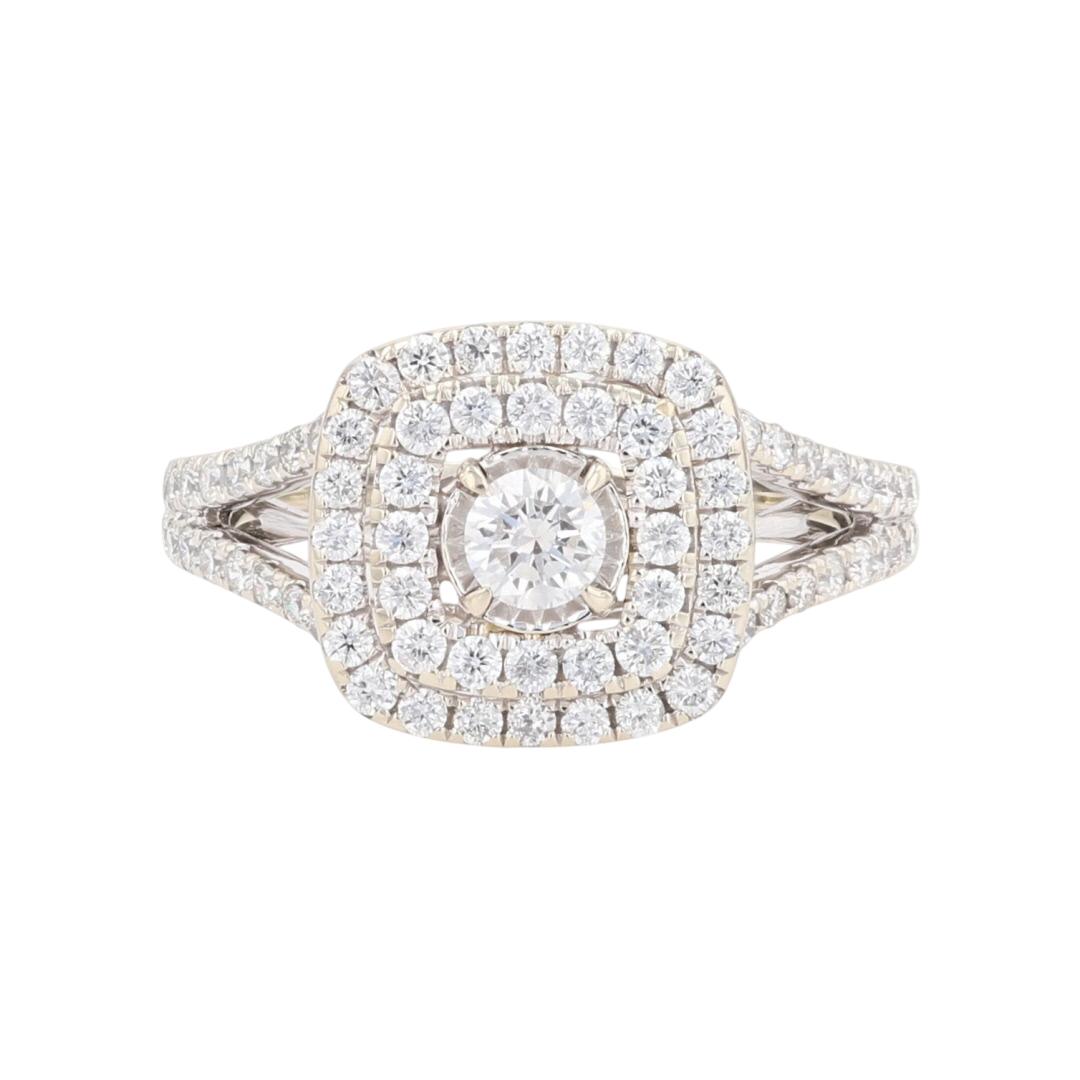 .80ctw Round Cut Diamond Double Halo Engagement Ring 14k White Gold Size 7