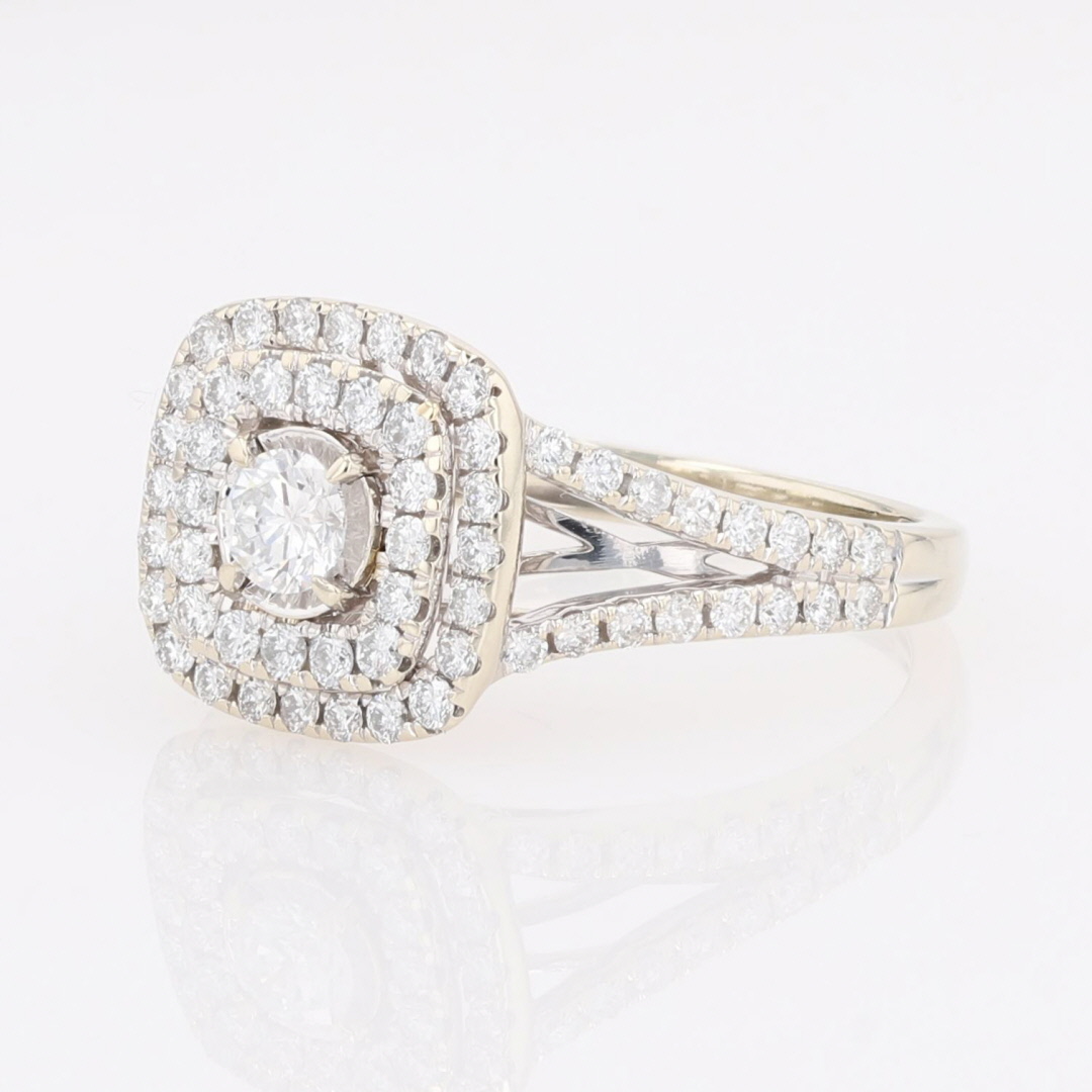 .80ctw Round Cut Diamond Double Halo Engagement Ring 14k White Gold Size 7