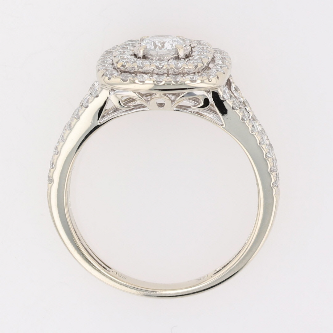 .80ctw Round Cut Diamond Double Halo Engagement Ring 14k White Gold Size 7