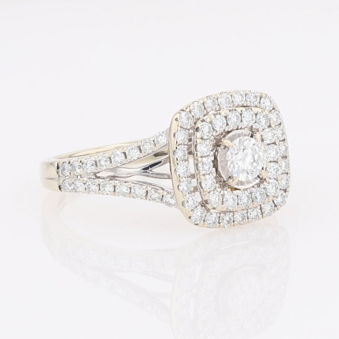 .80ctw Round Cut Diamond Double Halo Engagement Ring 14k White Gold Size 7
