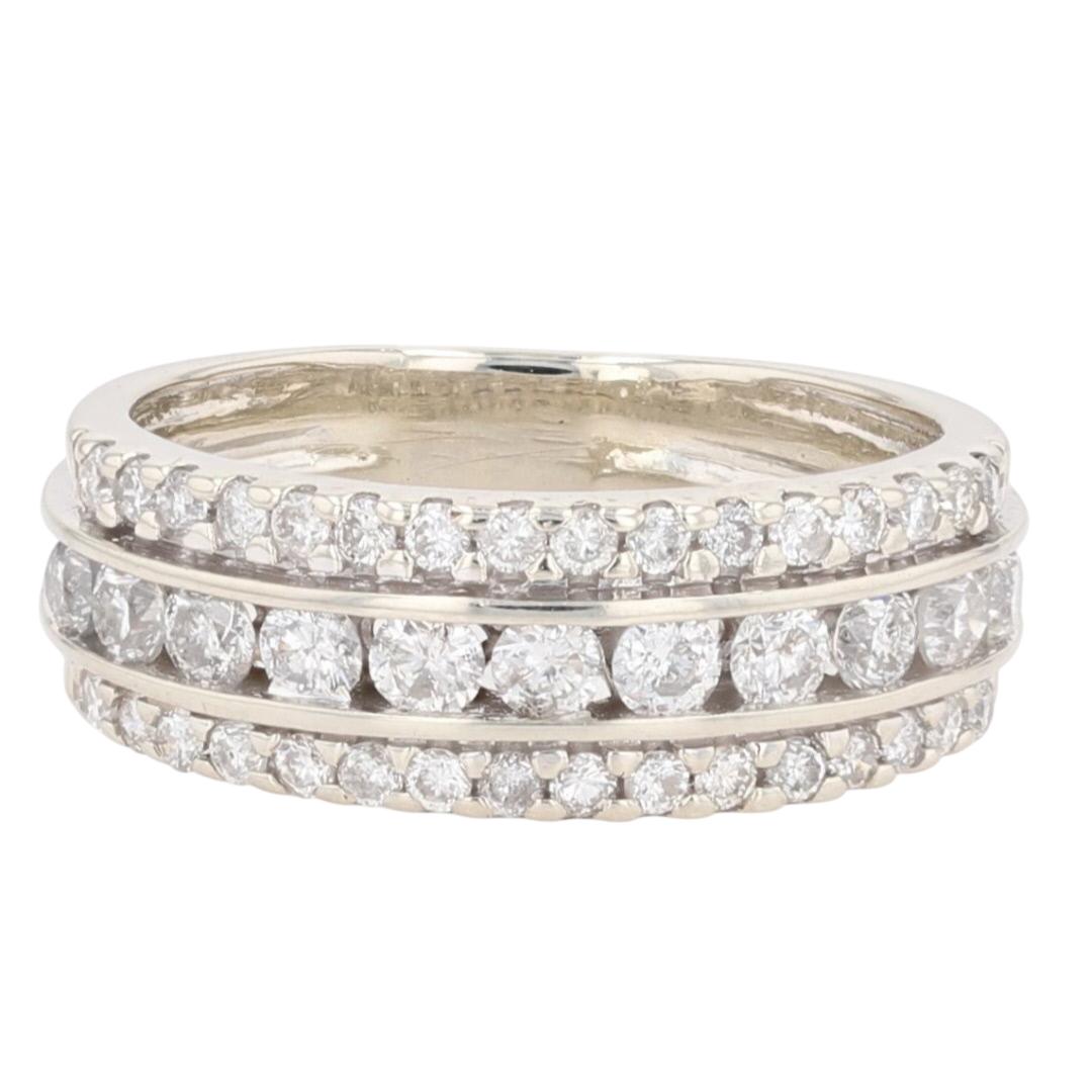 1.00ctw Round Cut Diamond Channel-Set Wedding Band Rings 14k White Gold ...
