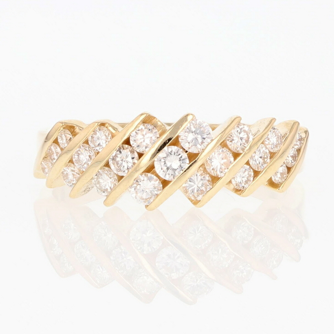 1.00ctw Round Diamond Multi-Row Diagonal-Set Band Ring 14k Yellow Gold ...