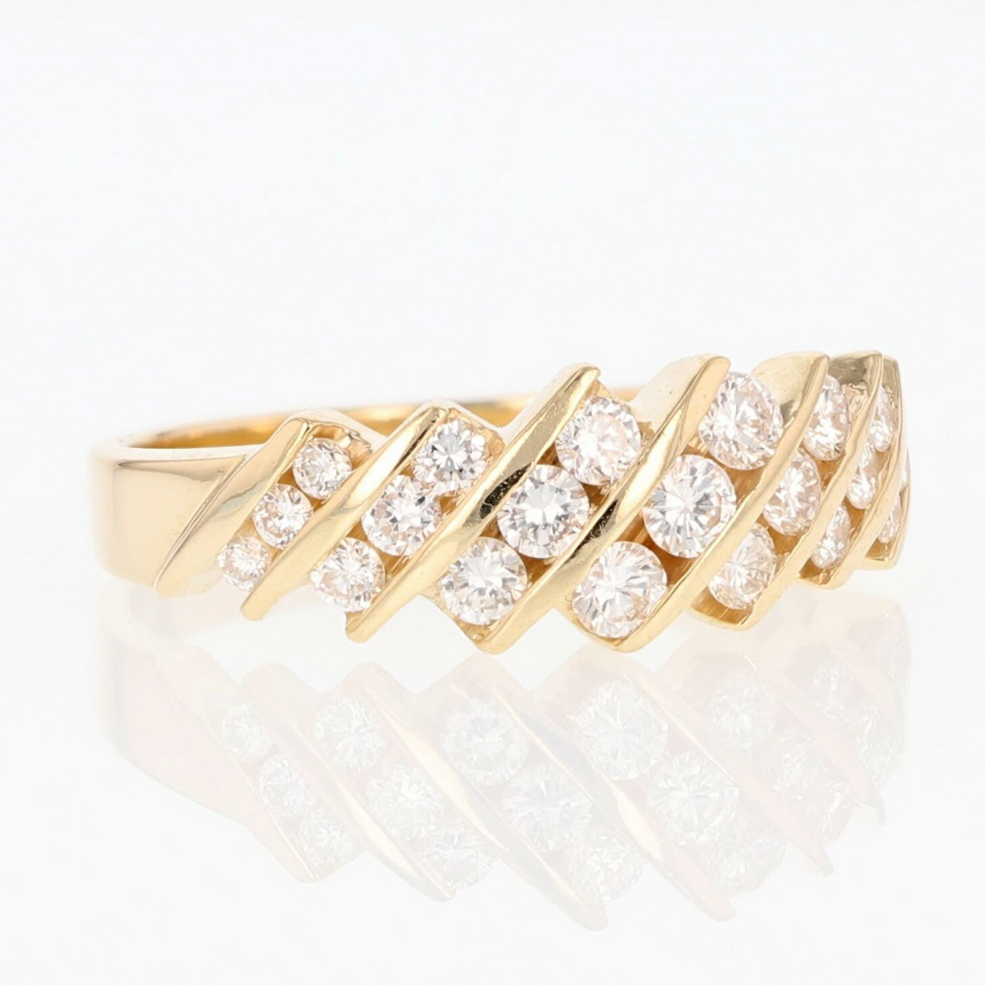 1.00ctw Round Diamond Multi-Row Diagonal-Set Band Ring 14k Yellow Gold ...