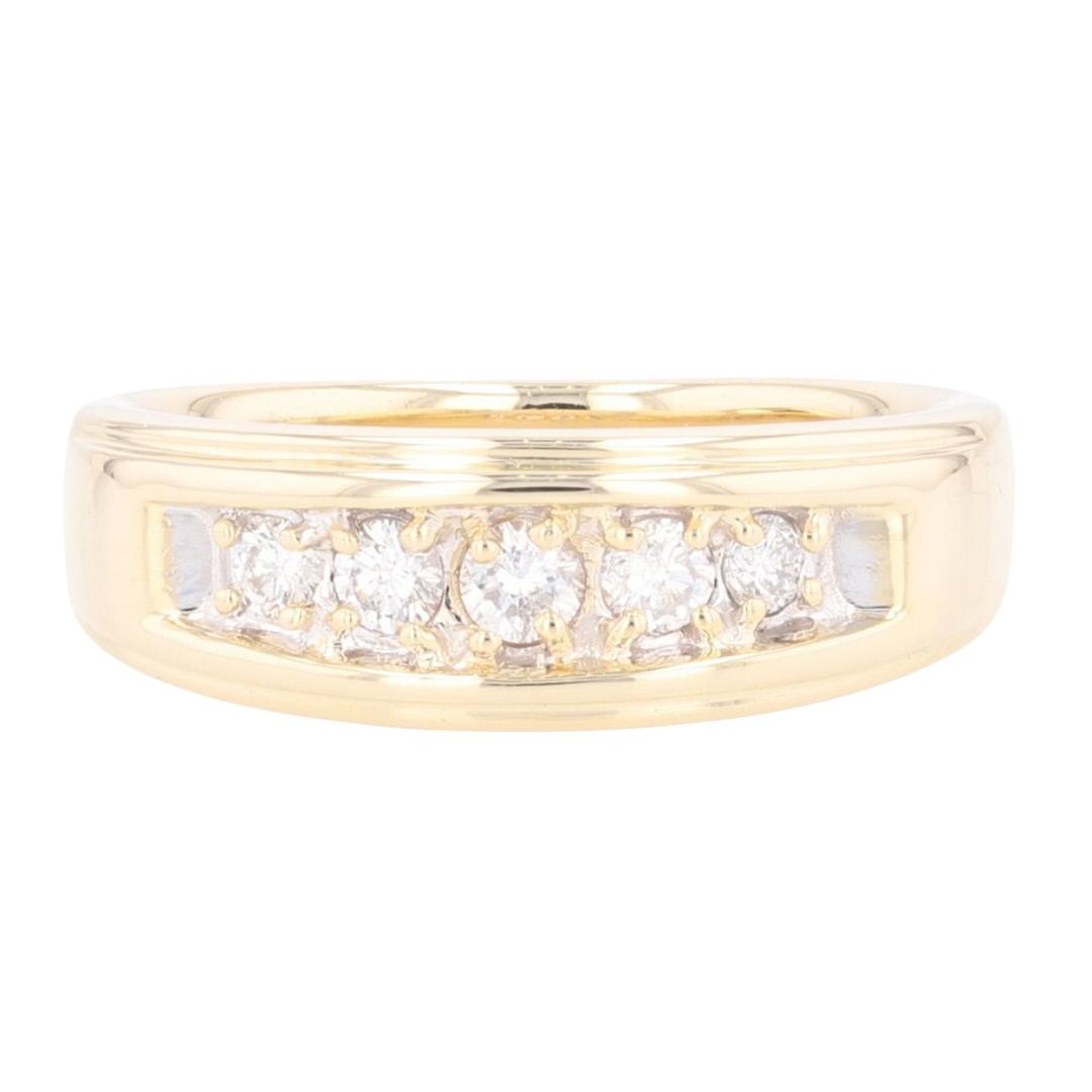 .50ctw Round Cut Diamond Prong Set Wedding Band Ring 14k Yellow Gold ...