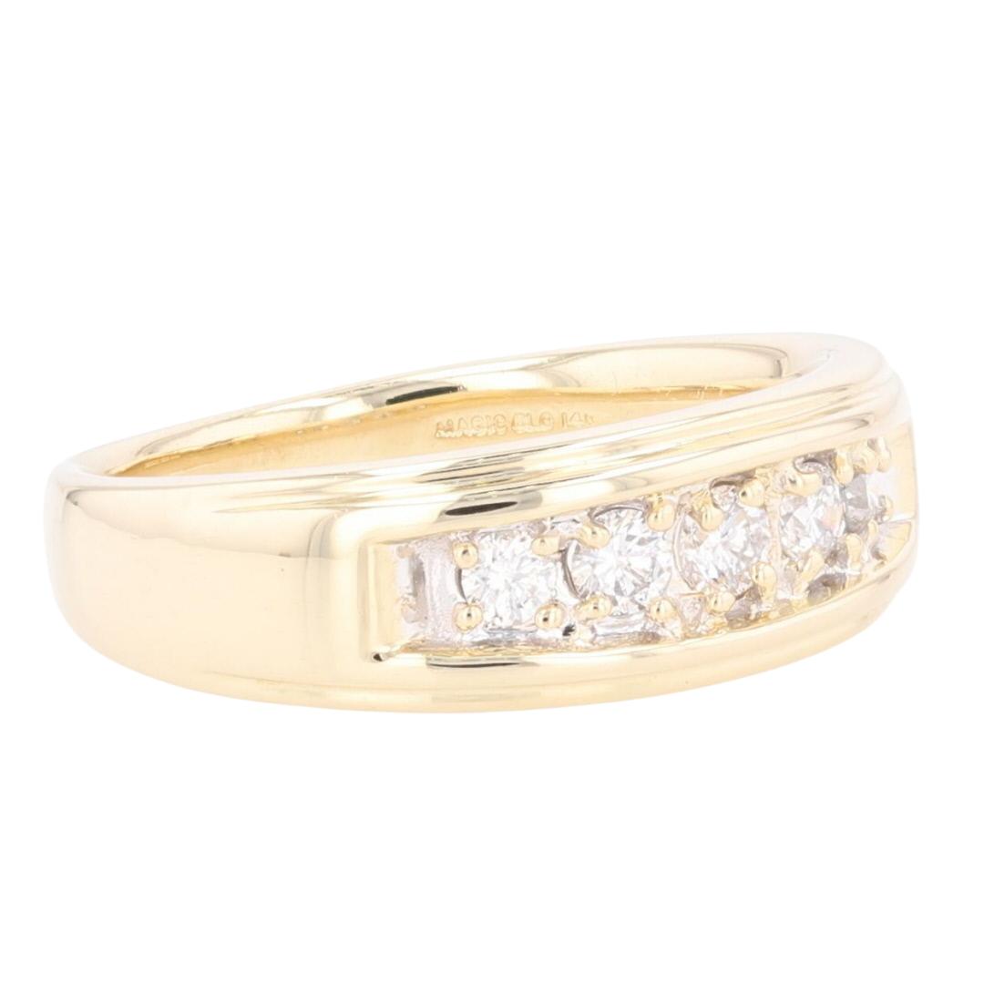 .50ctw Round Cut Diamond Prong Set Wedding Band Ring 14k Yellow Gold ...