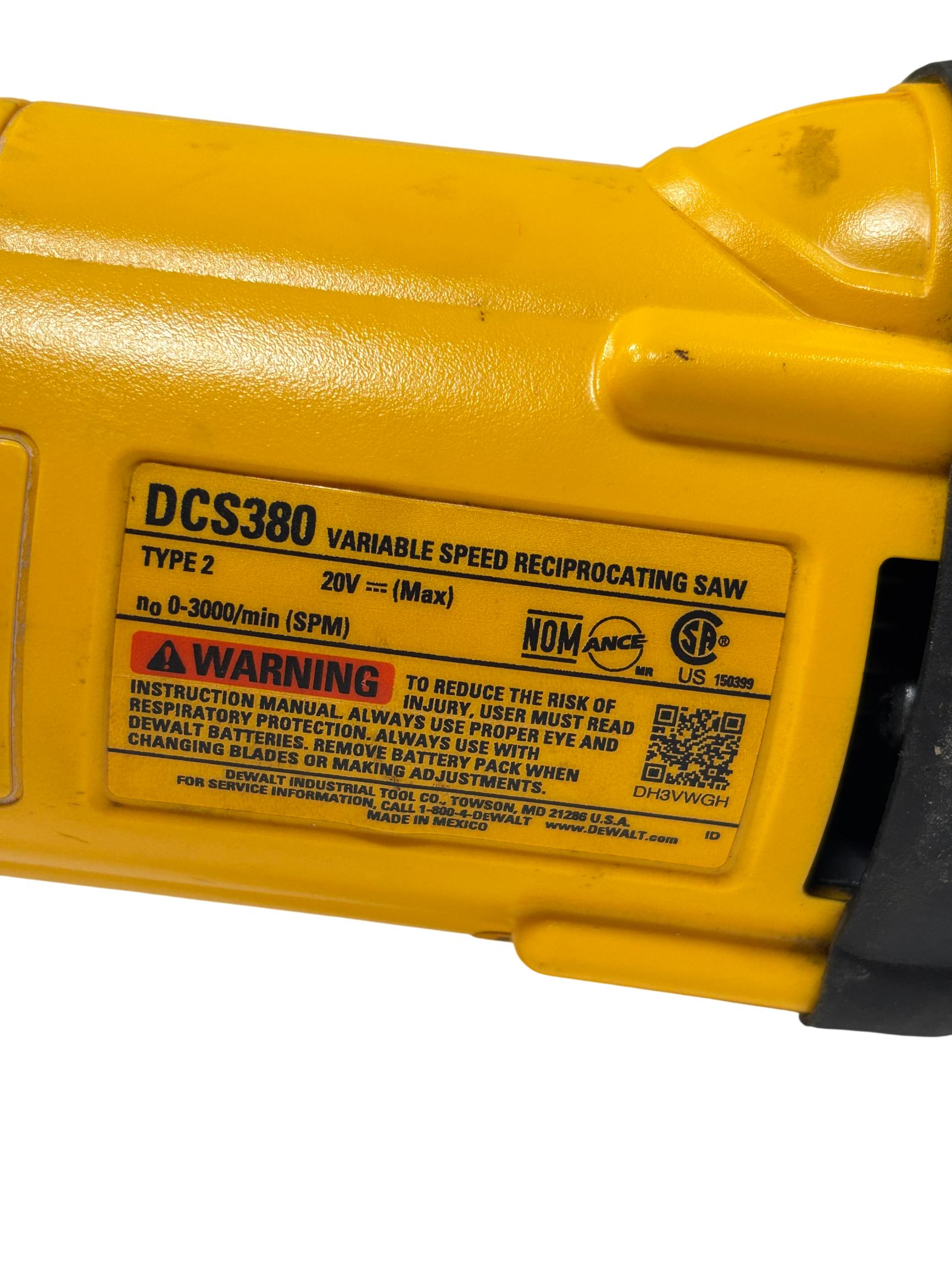 DeWalt DCS380 20V MAX Lithium-Ion Cordless Reciprocating Saw