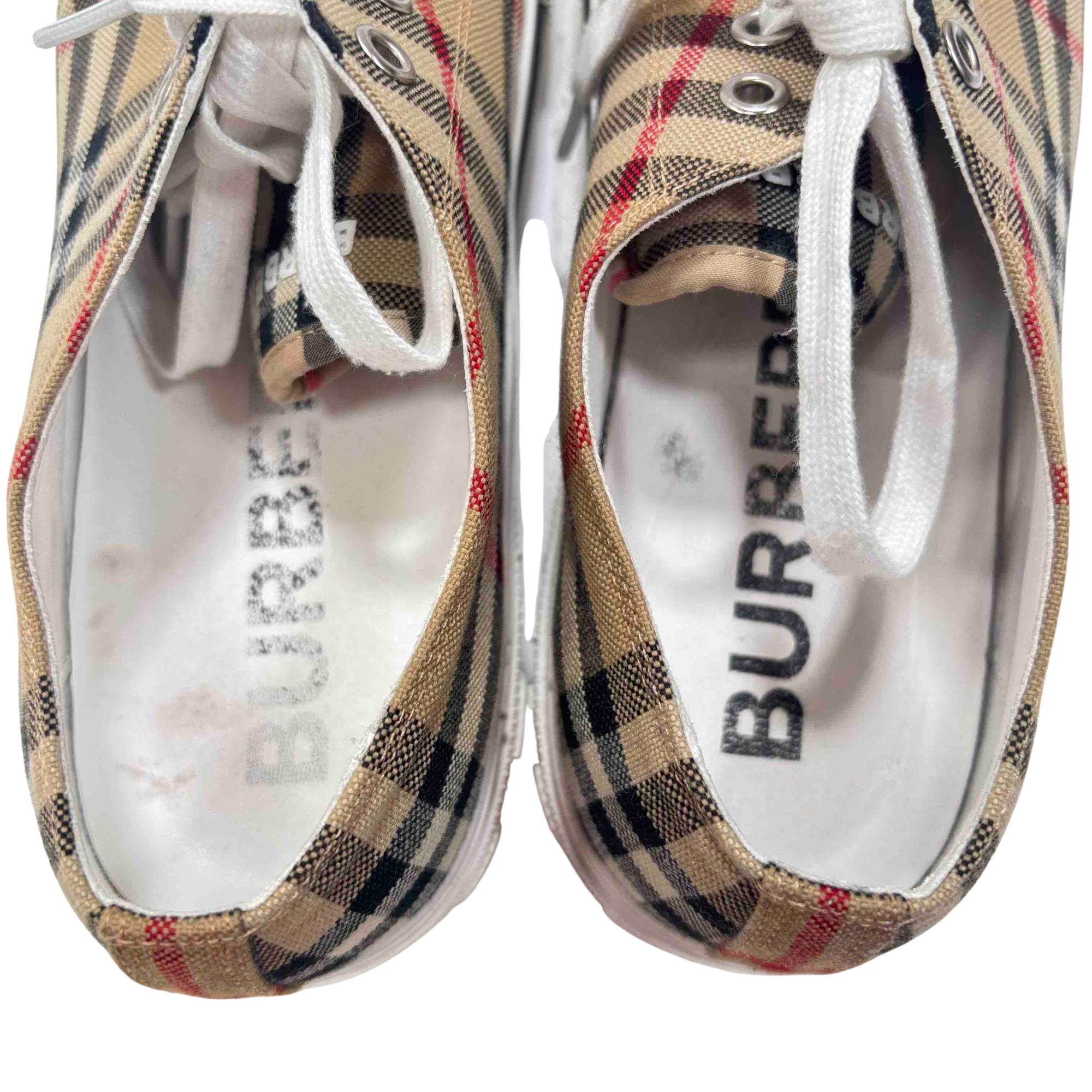 Burberry Tan and Red Sneakers with Iconic Plaid Design Burberry Men main image 4