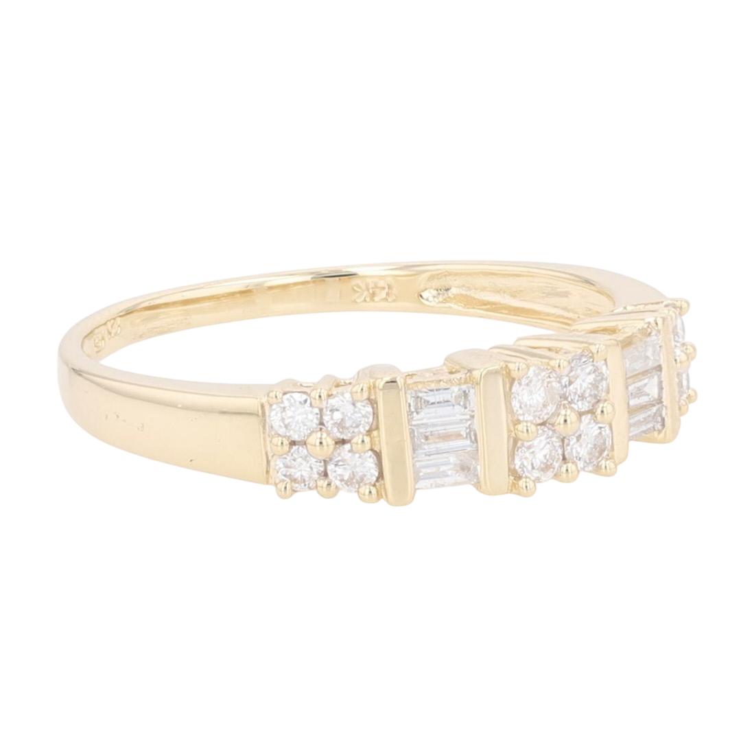 .39ctw Round and Baguette Diamond Cluster Wedding Ring 14k Yellow Gold ...