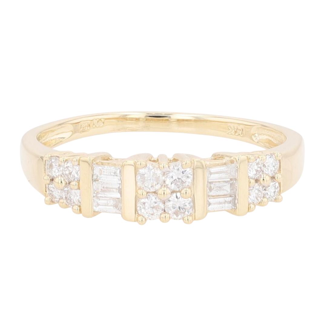 .39ctw Round and Baguette Diamond Cluster Wedding Ring 14k Yellow Gold ...
