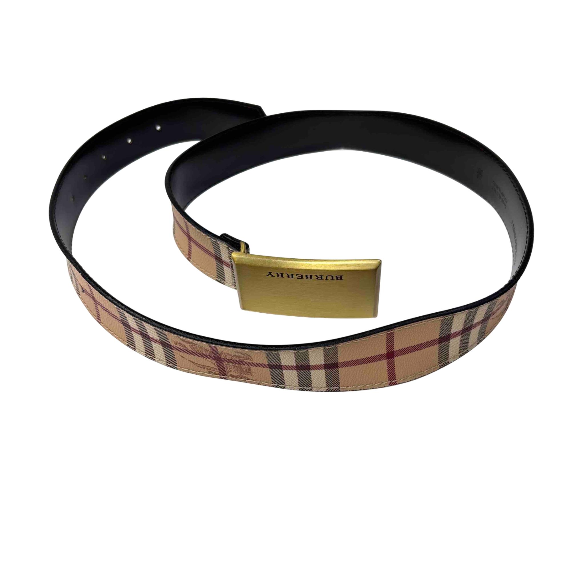 Burberry Mens Reversible Plaid Leather Belt Size 36 display picture 1