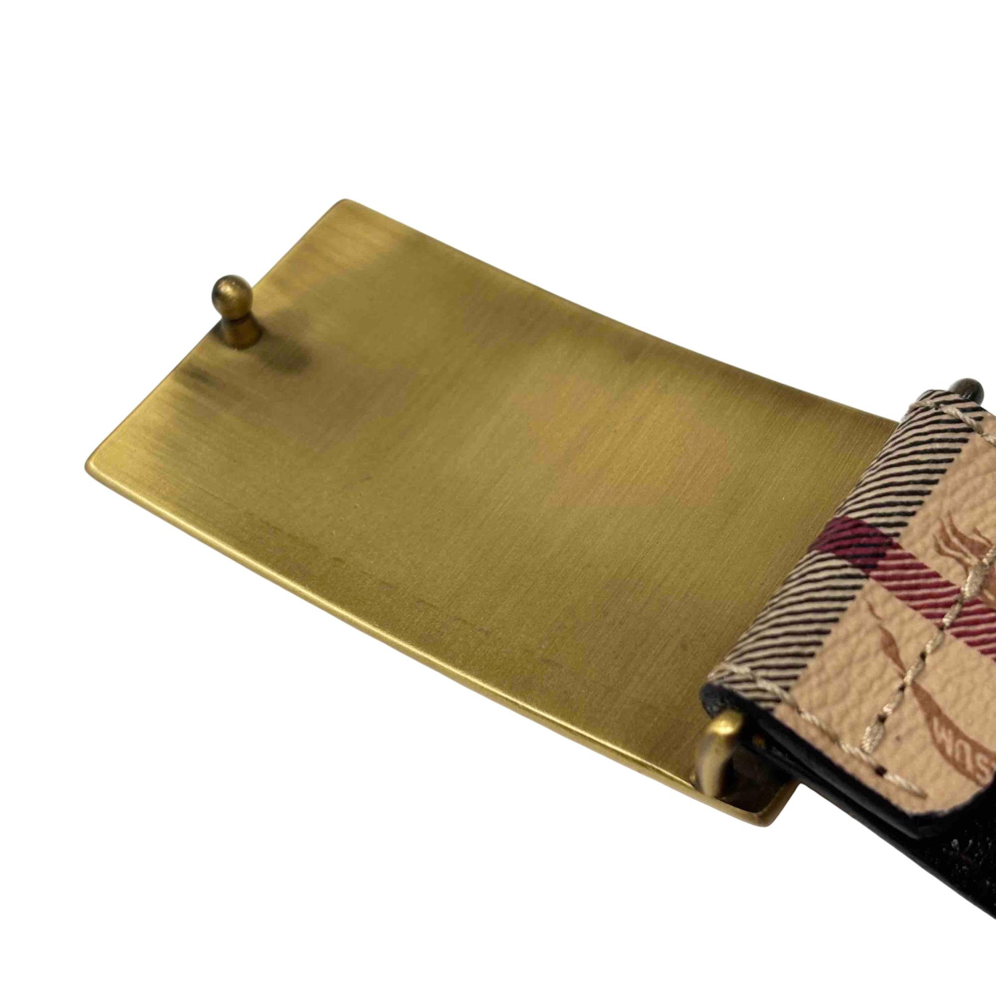 Burberry Plaid Leather Strap with Braided Accent and Gold Hardware Burberry Mens Reversible Plaid Leather Belt Size 36 main image 2