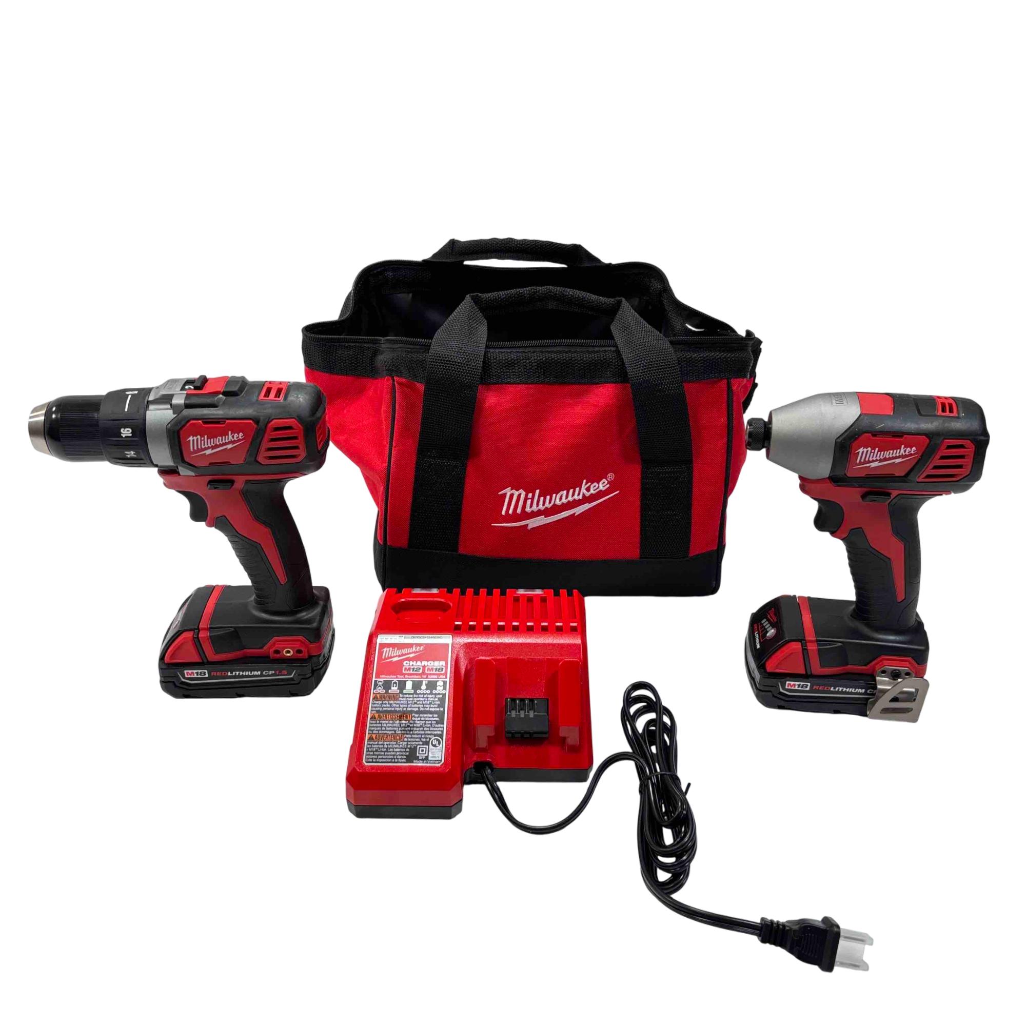 Milwaukee M18 FUEL 18-V Lithium-Ion Brushless Cordless Hammer Drill and Impact Driver Combo Kit (2-Tool) with 18G Brad Nailer