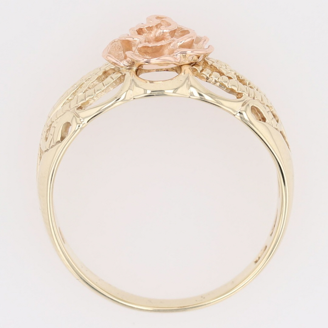 10.3mm Rose Flower Split Shank Ring 10k Multi-Tone Gold 3.26 10.3mm Rose Flower Split Shank Ring 10k Multi-Tone Gold 3.26
