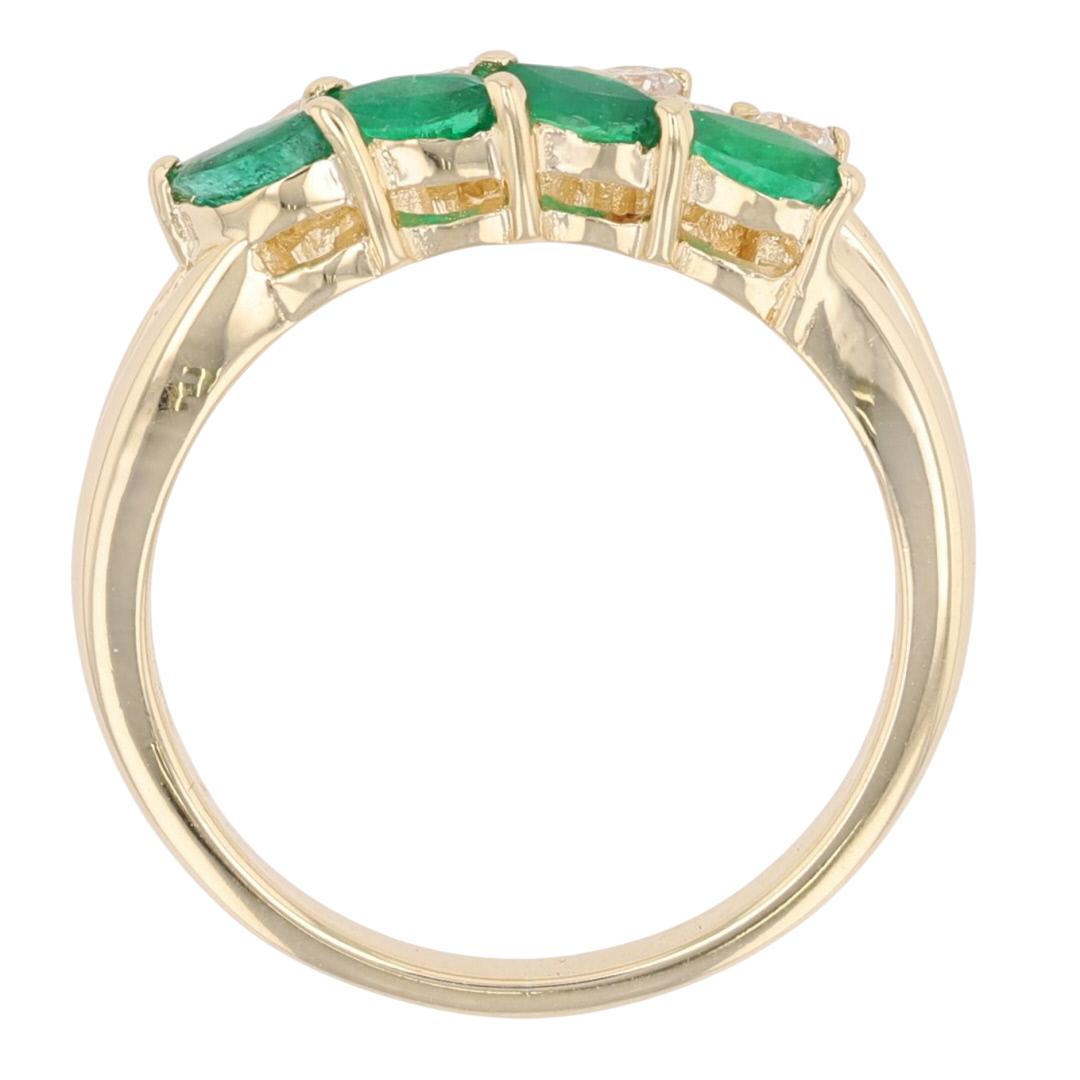 .45ctw Marquise Emerald & Diamond Leaf Statement Ring 14k Yellow Gold ...