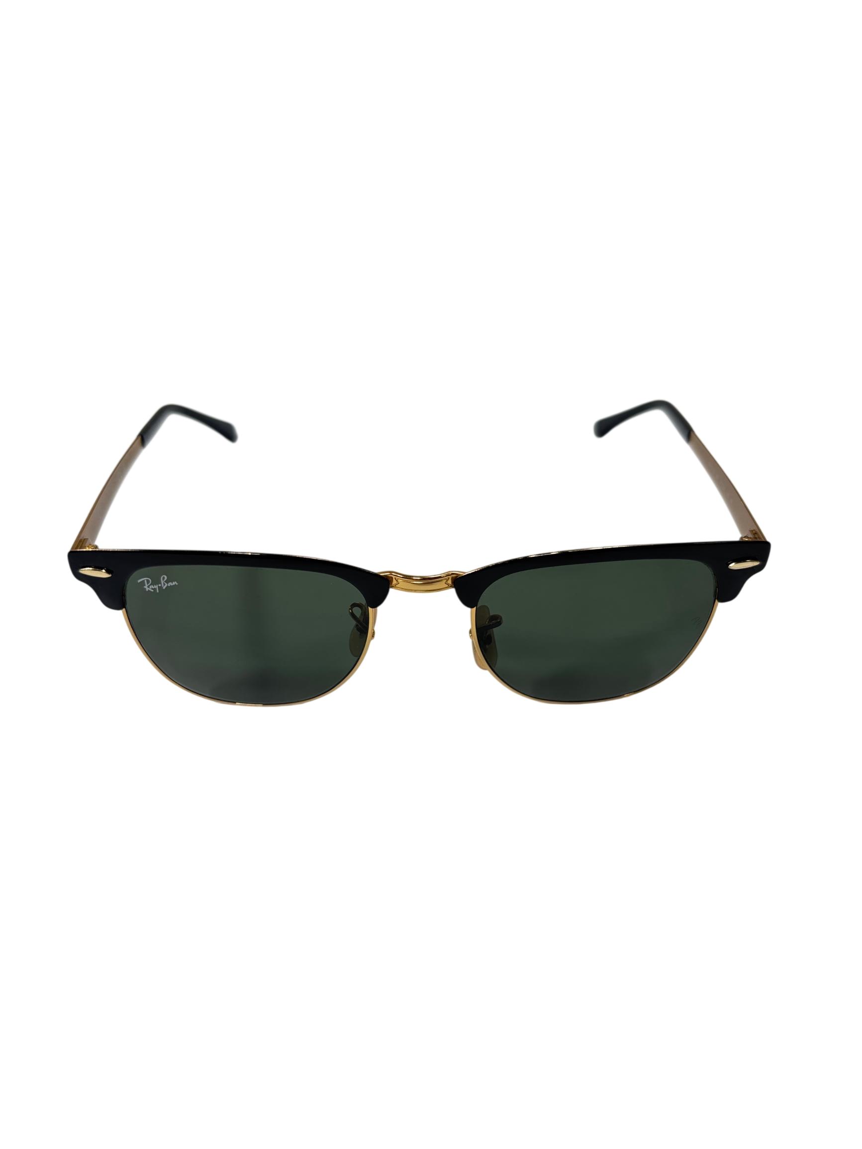 Ray-Ban RB3716 Clubmaster Classic Sunglasses Black/Gold Frame
