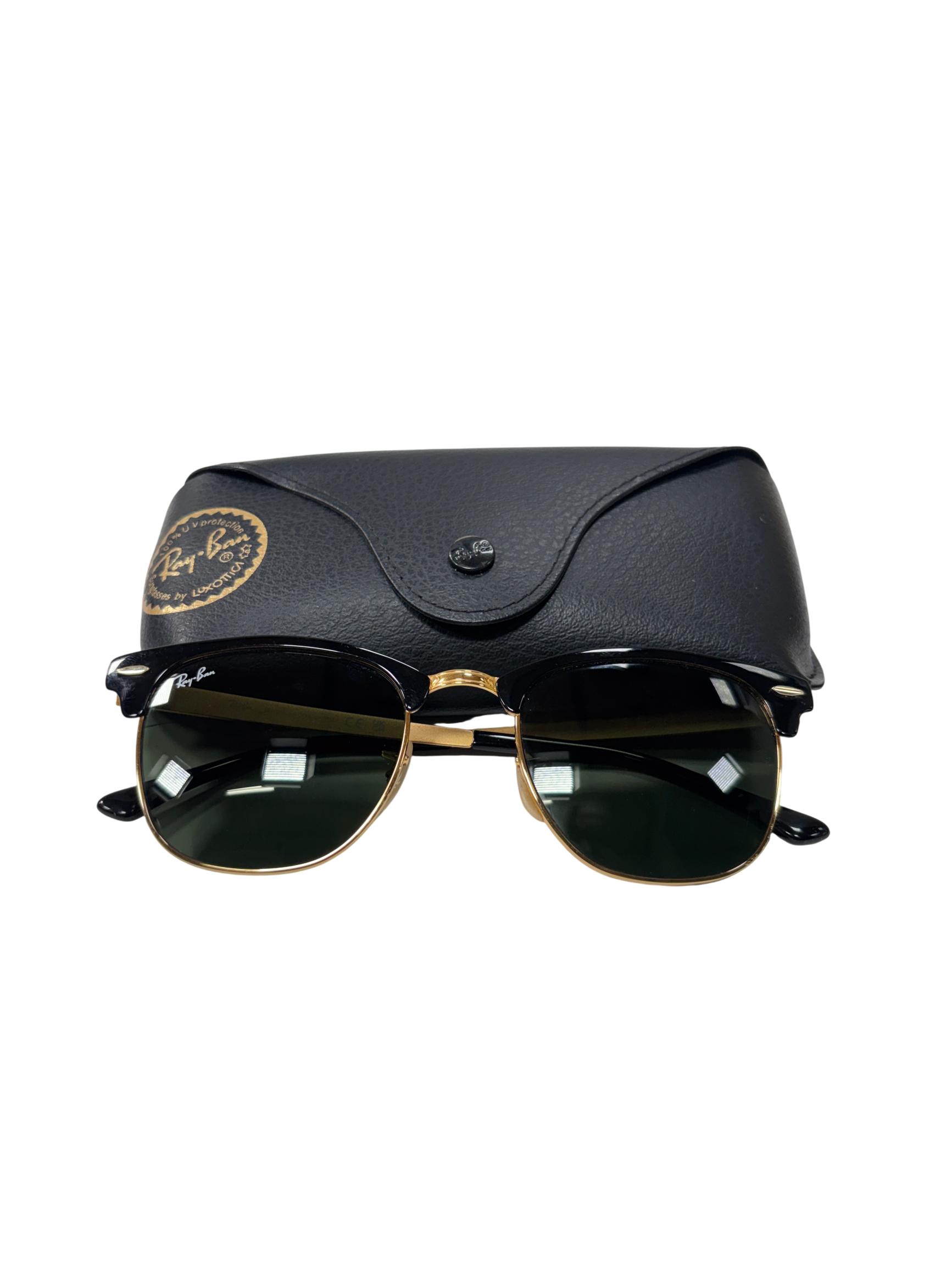 Ray-Ban RB3716 Clubmaster Classic Sunglasses Black/Gold Frame
