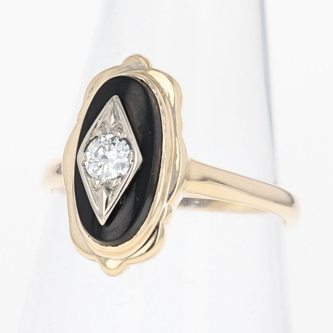 Black Onyx and Diamond Art Deco Style Statement Ring 10k Black Onyx and Diamond Art Deco Style Statement Ring 10k