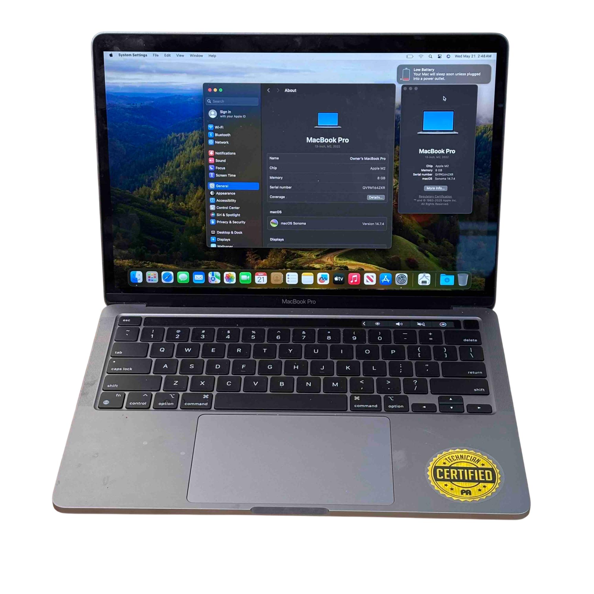 Apple MacBook Pro 2022 MNEJ3LL/A Apple M2 3.49GHz 8GB RAM 512GB